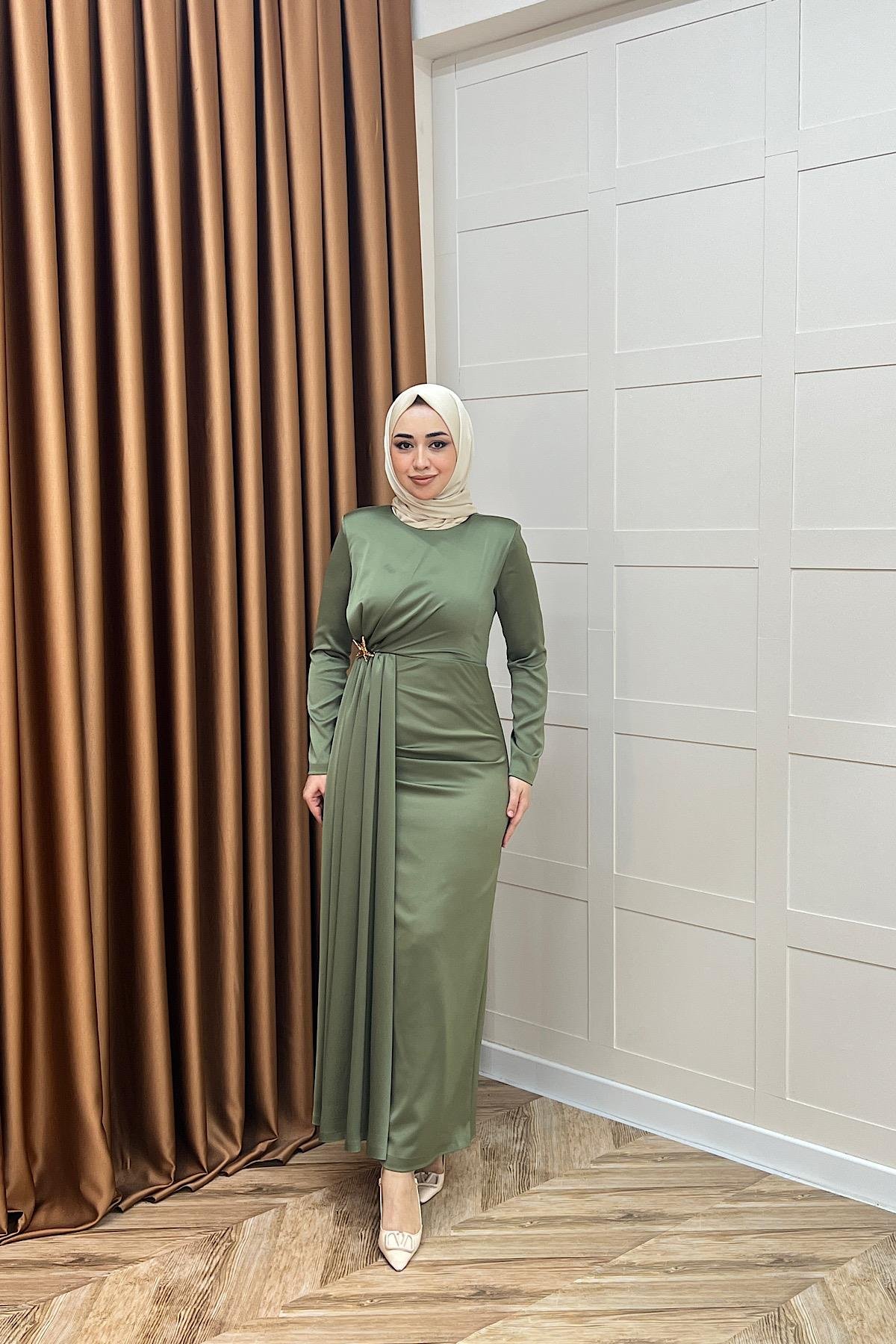 Hazel Saten Abiye Yeşil