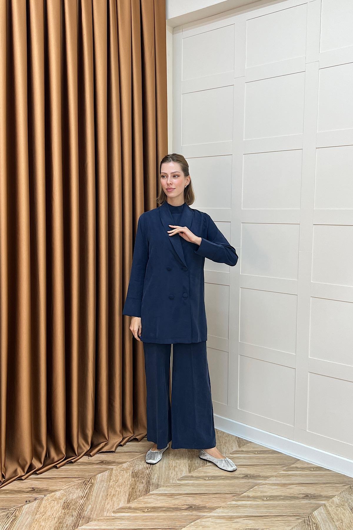 İkili Ceketli Tulum Lacivert