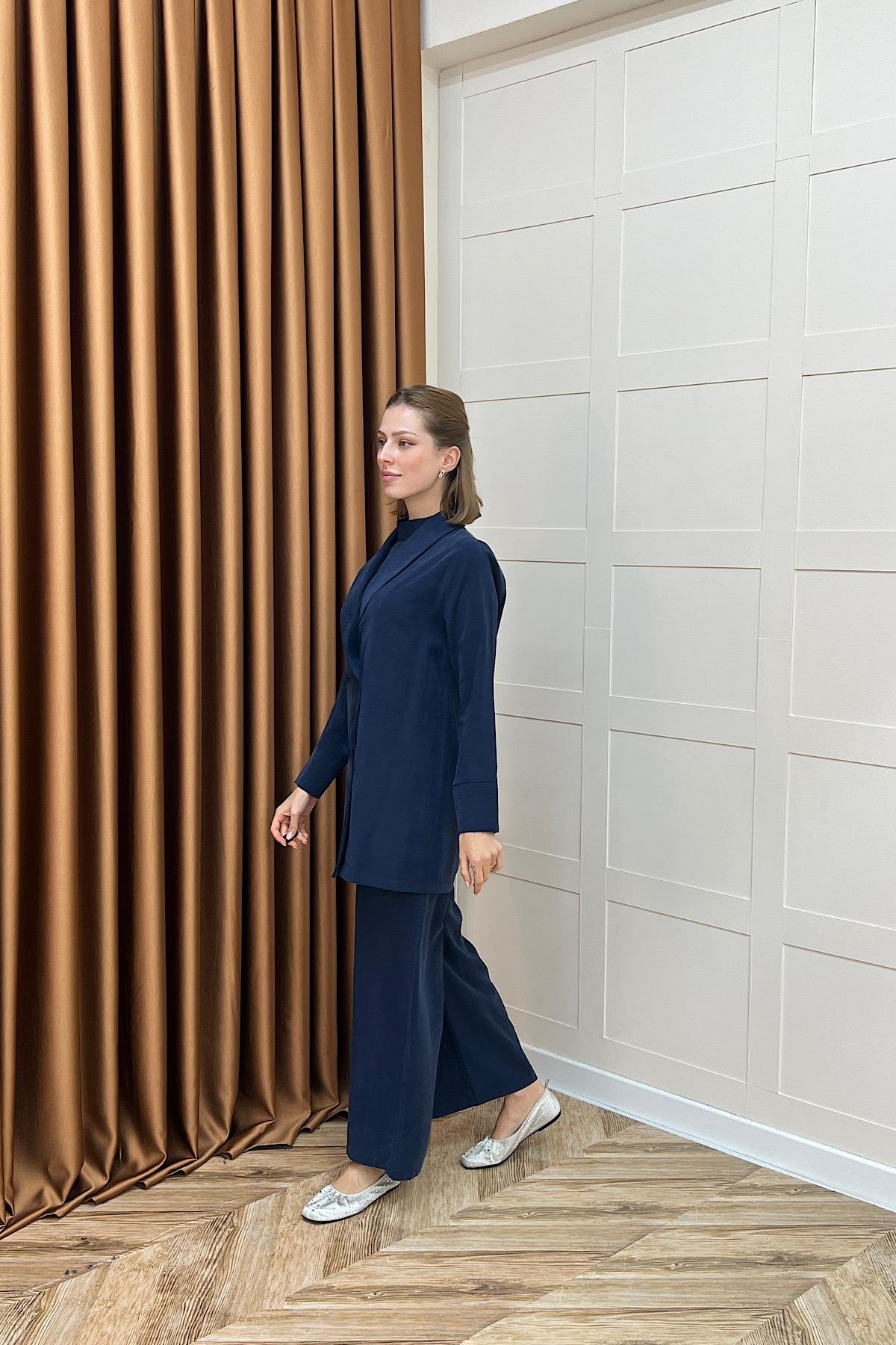 İkili Ceketli Tulum Lacivert