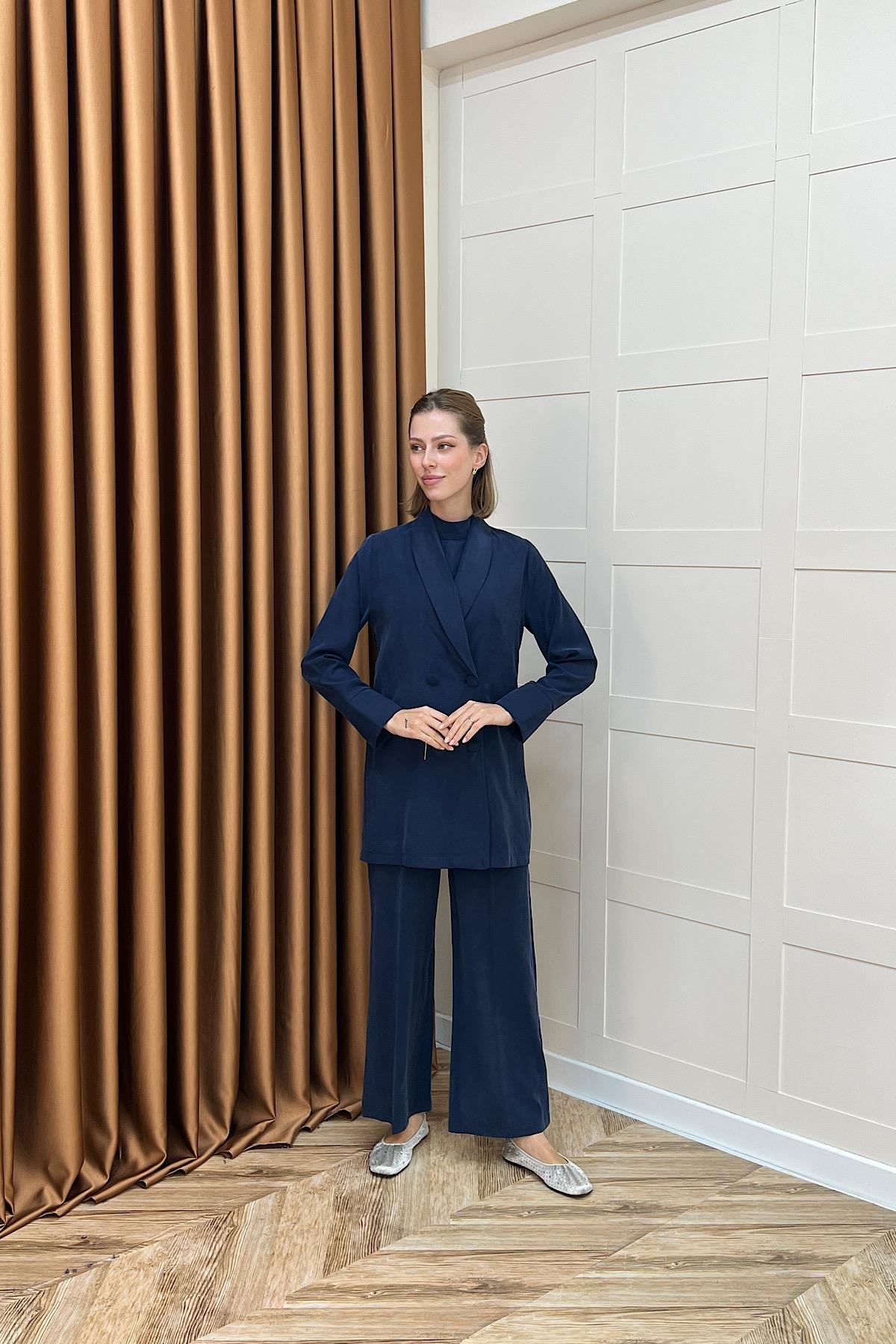 İkili Ceketli Tulum Lacivert