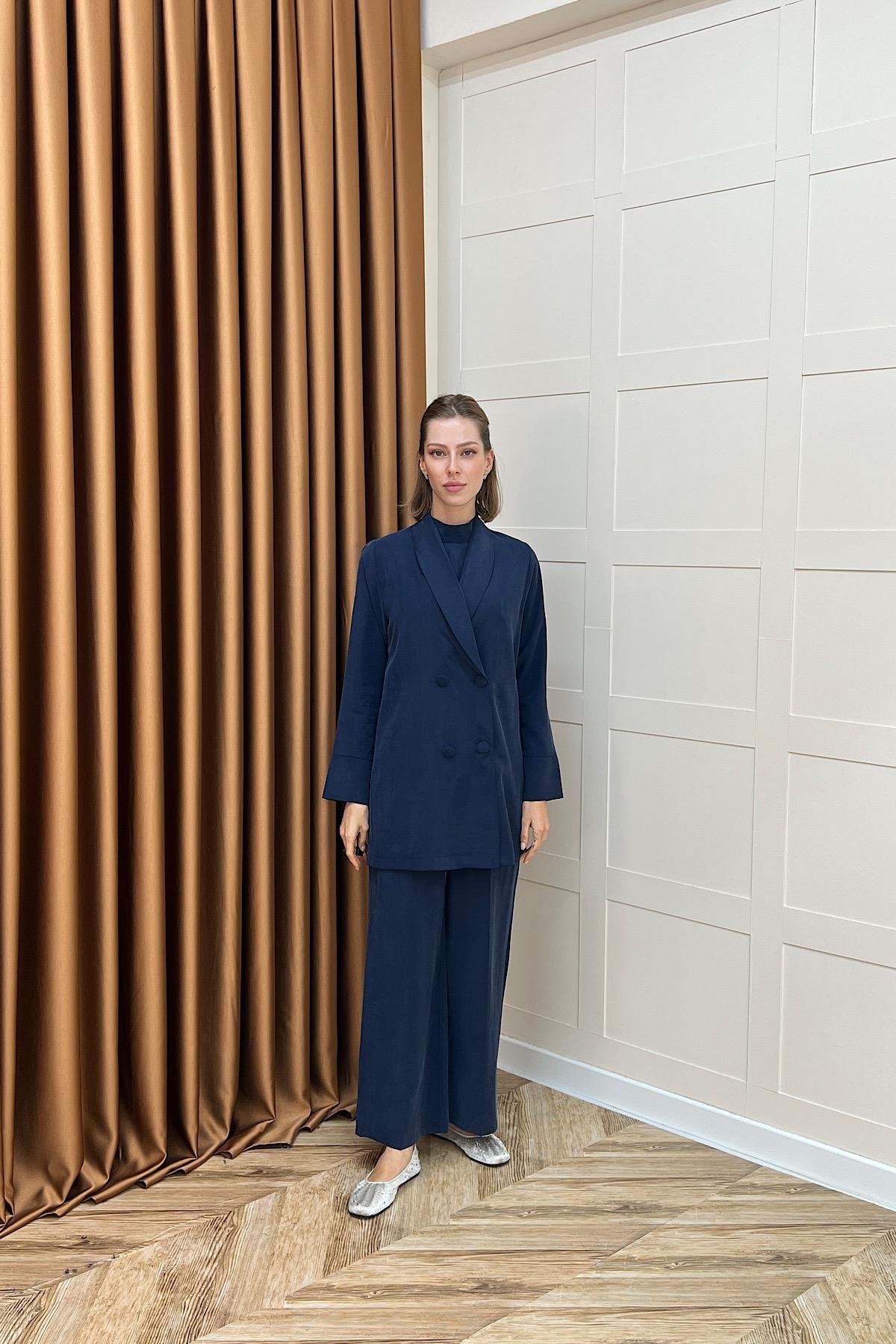 İkili Ceketli Tulum Lacivert