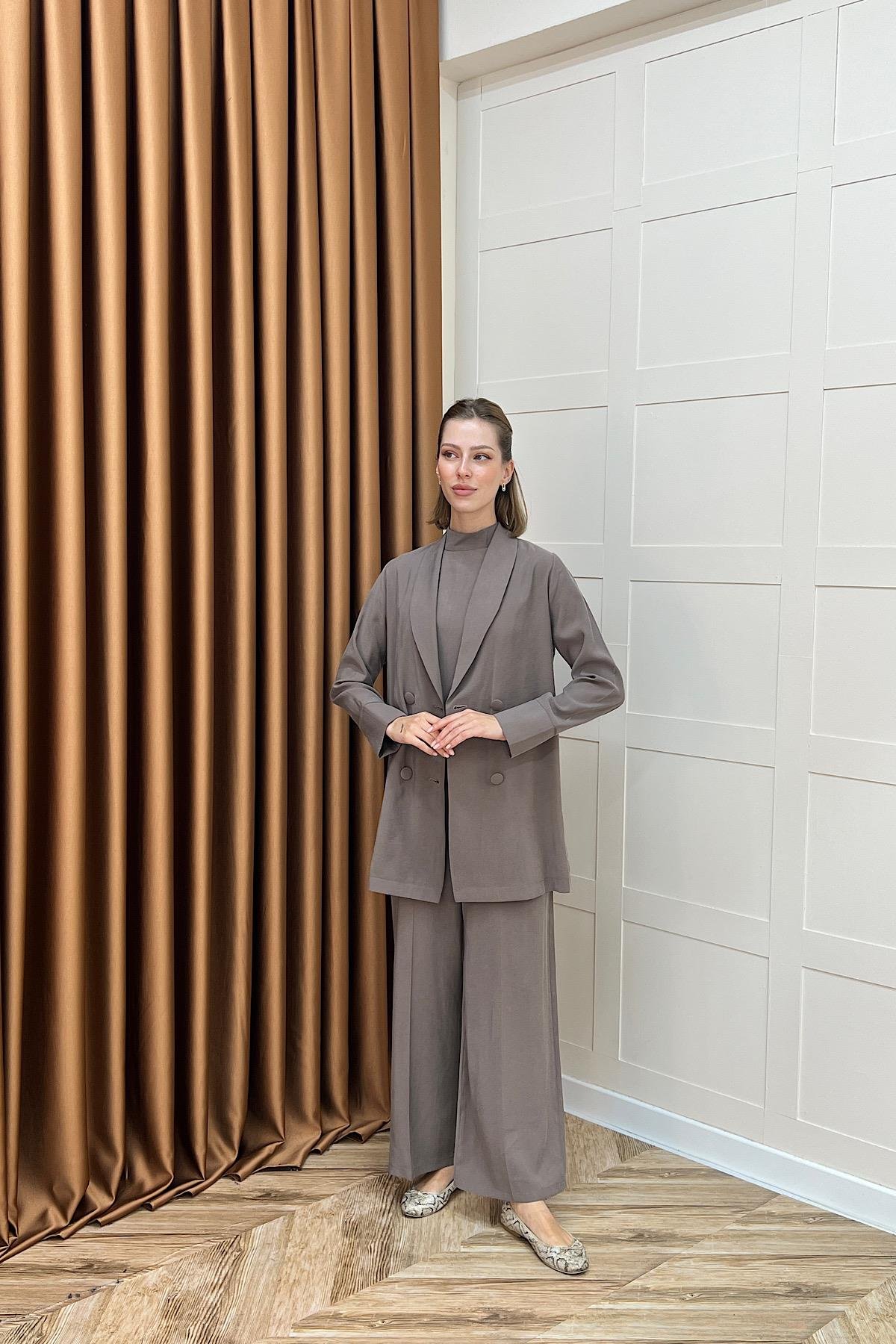 İkili Ceketli Tulum Vizon