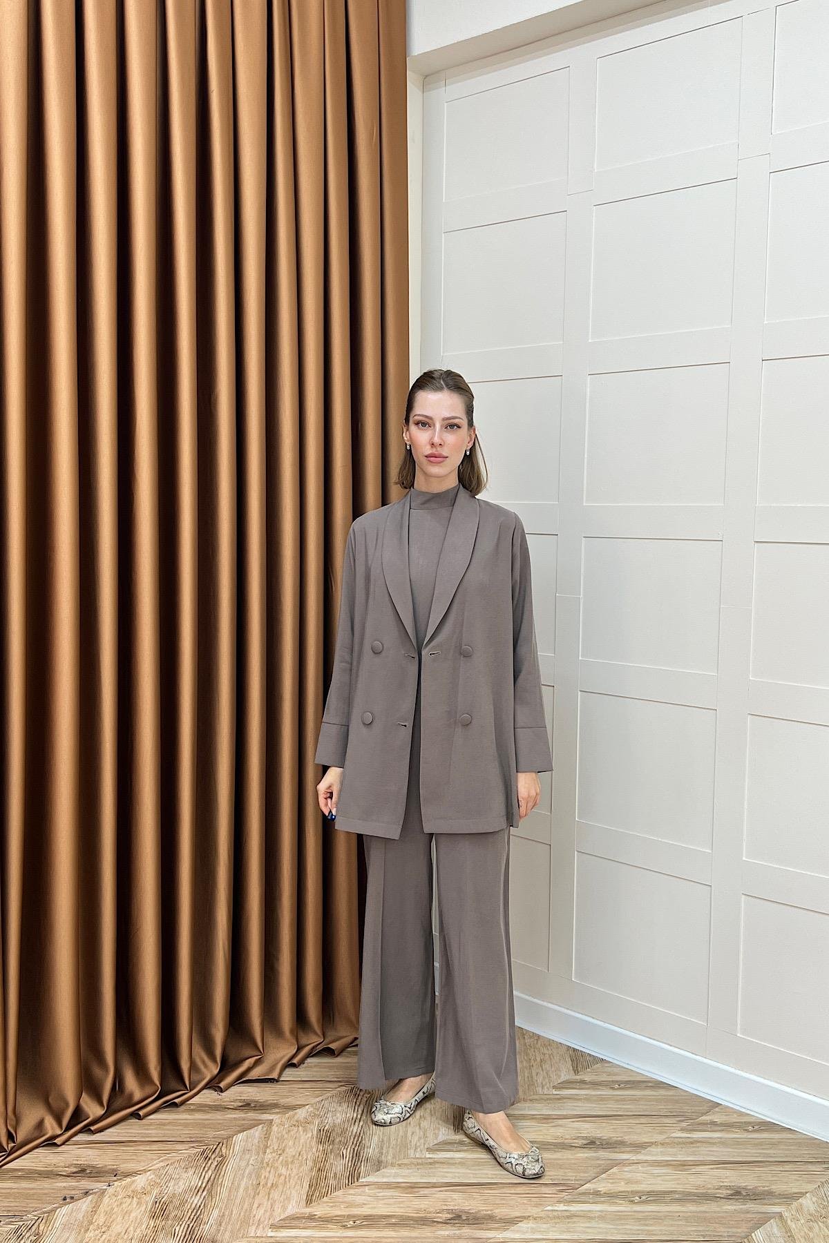 İkili Ceketli Tulum Vizon