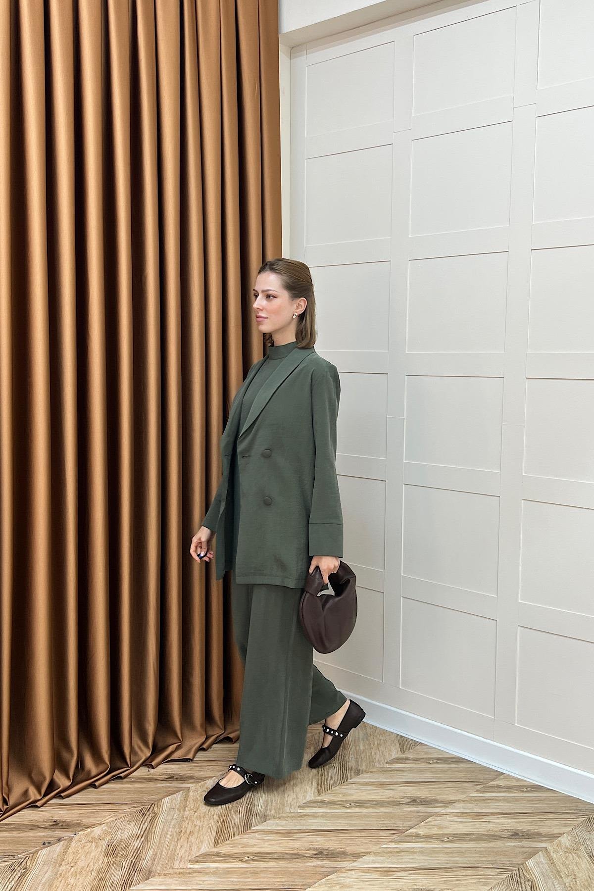 İkili Ceketli Tulum Yeşil