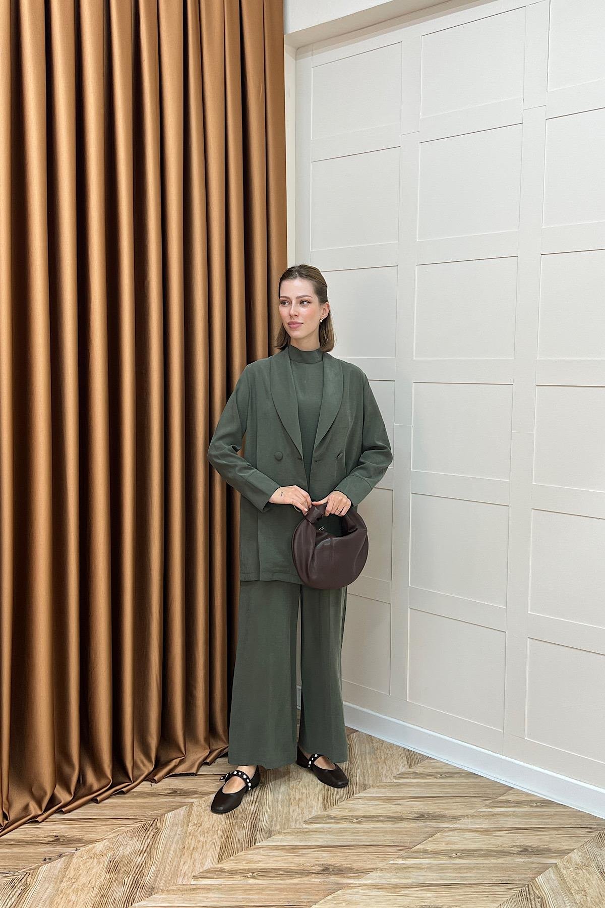 İkili Ceketli Tulum Yeşil