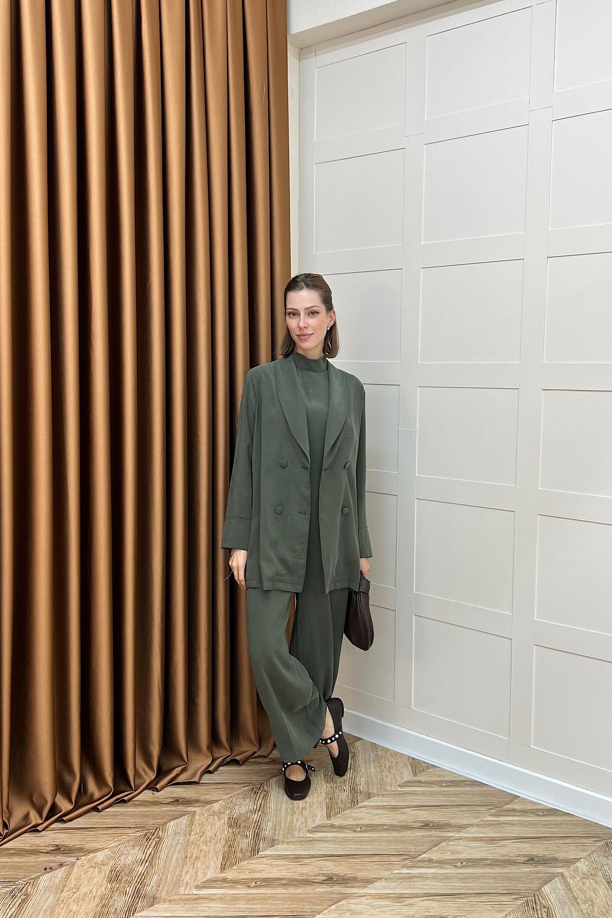 İkili Ceketli Tulum Yeşil