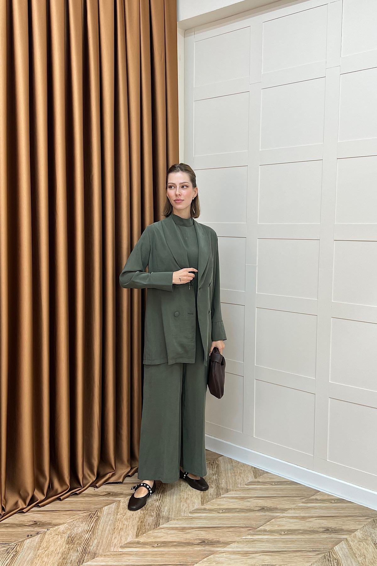 İkili Ceketli Tulum Yeşil