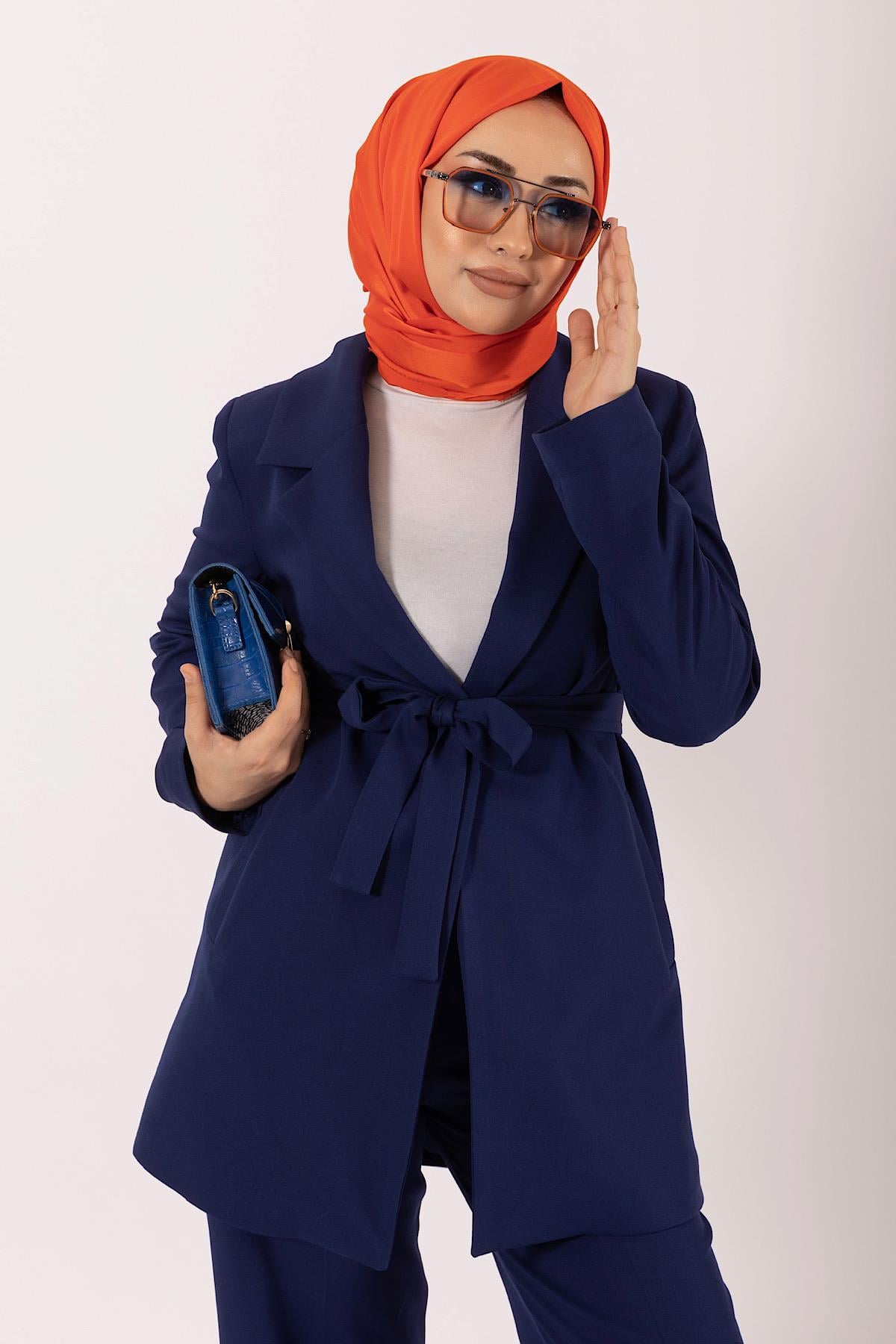 İkili Düz Ceket Takım Lacivert