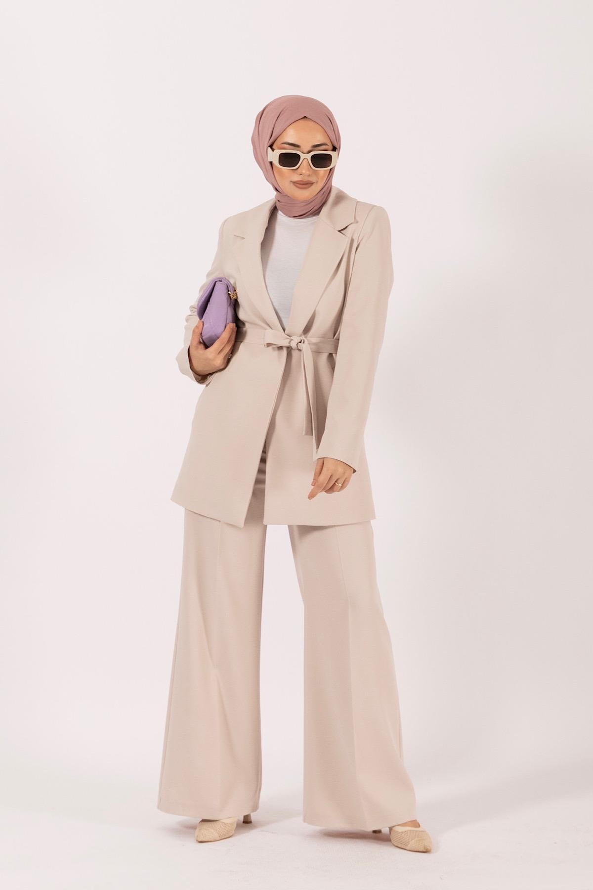 İkili Düz Ceket Takım Taş