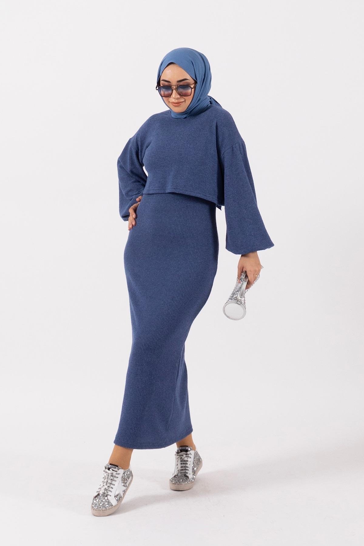 Lamis İkili Elbise İndigo