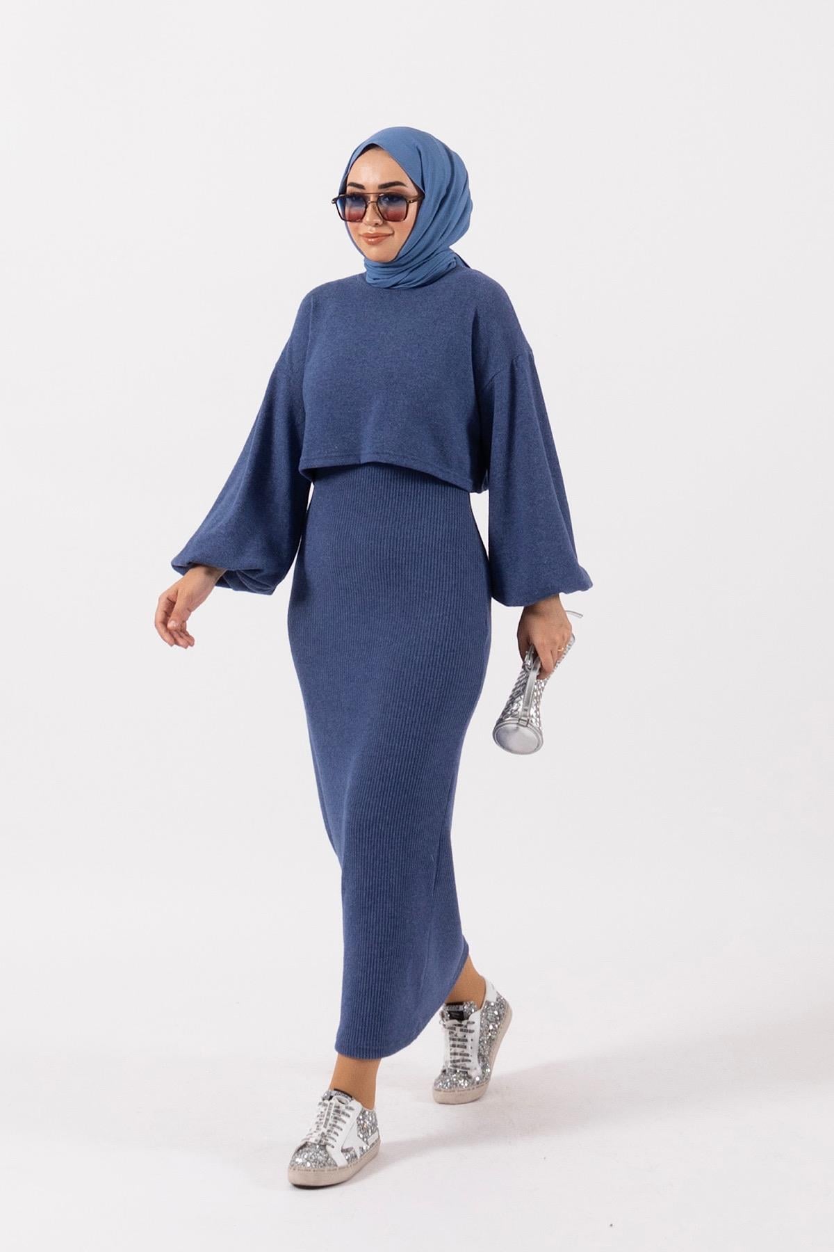 Lamis İkili Elbise İndigo