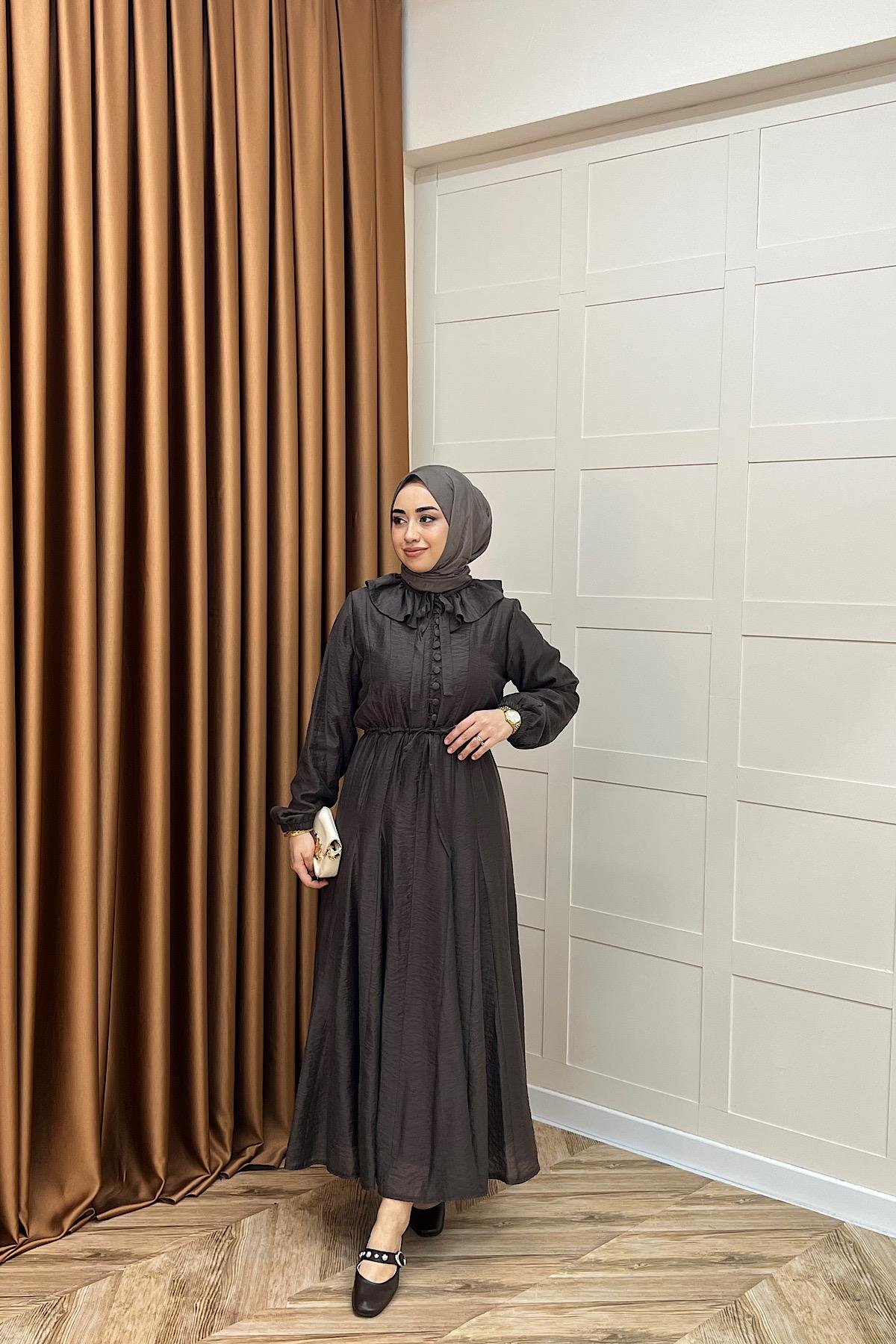 Lena Vual Elbise Kahverengi