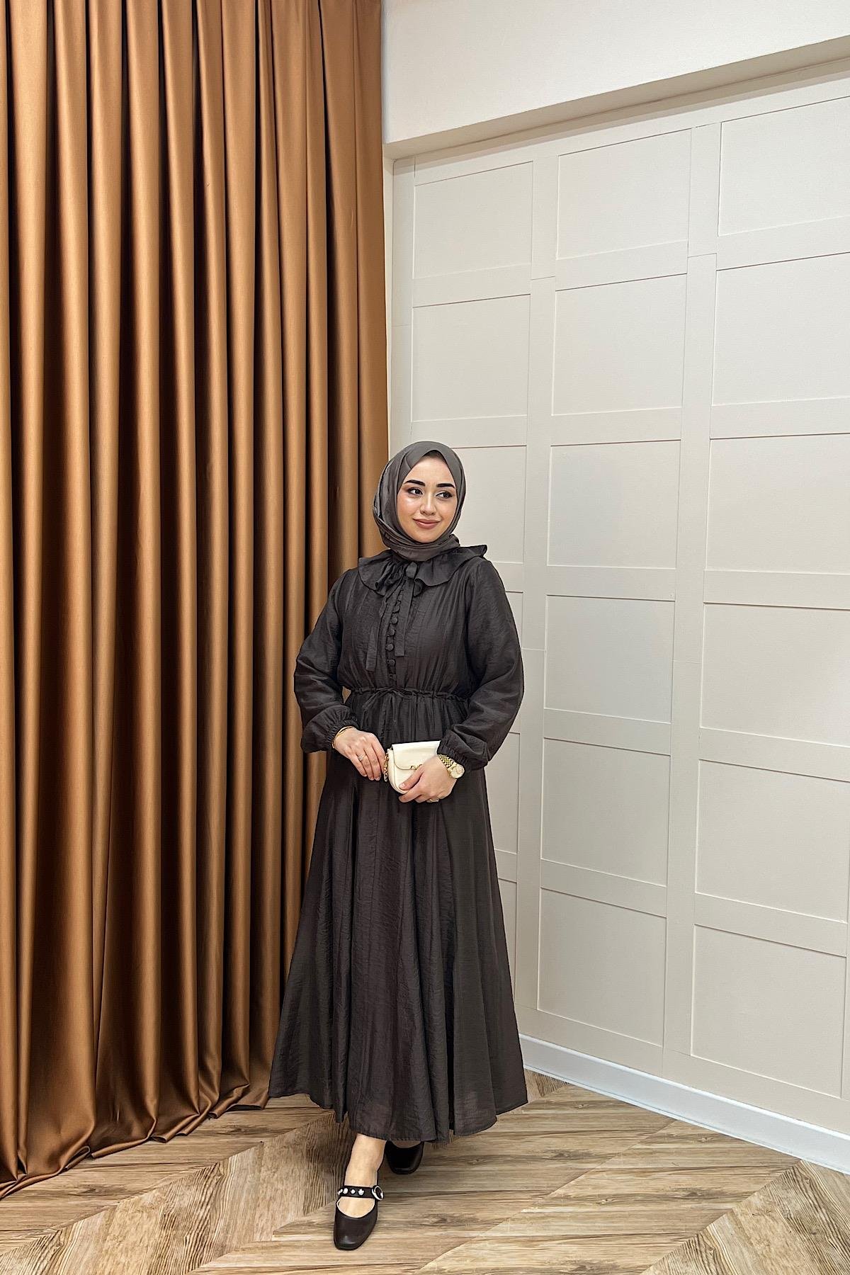 Lena Vual Elbise Kahverengi