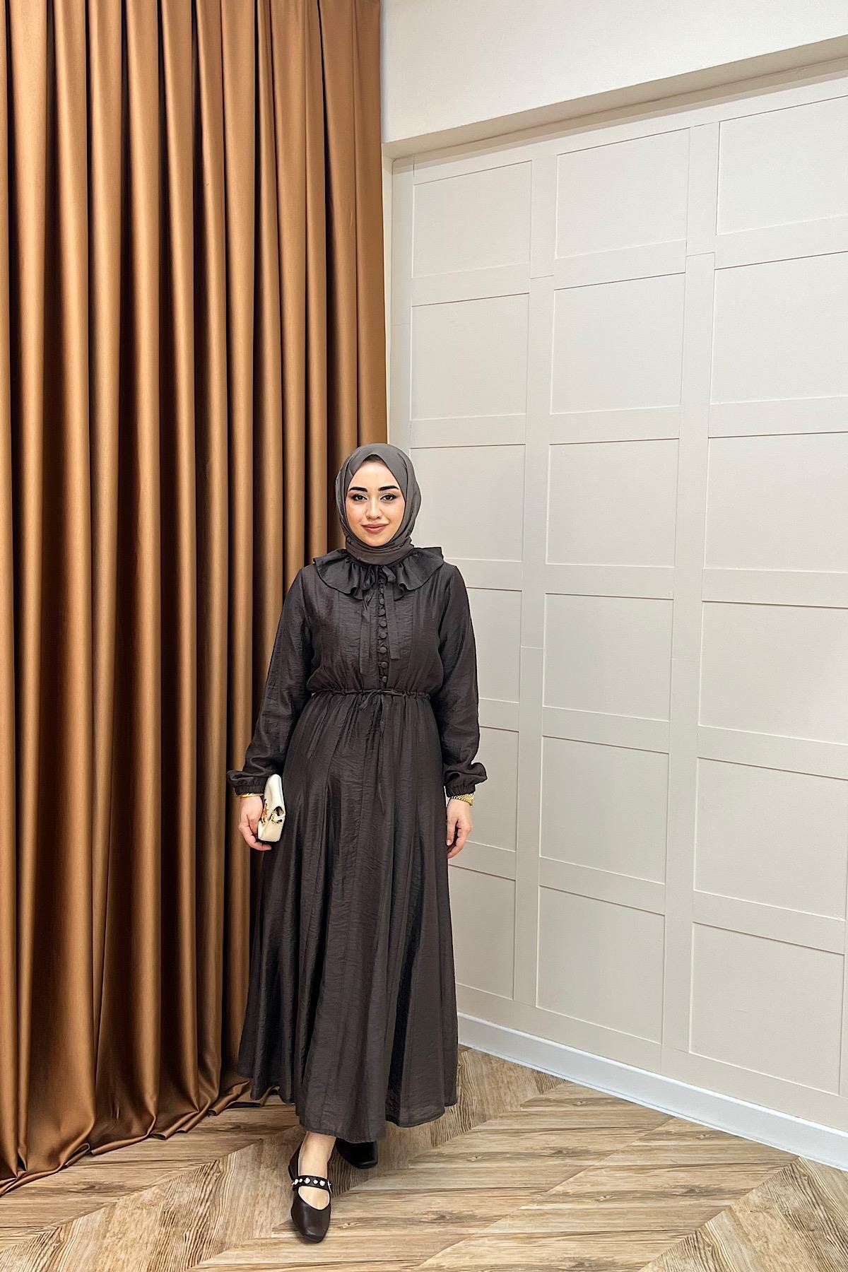 Lena Vual Elbise Kahverengi