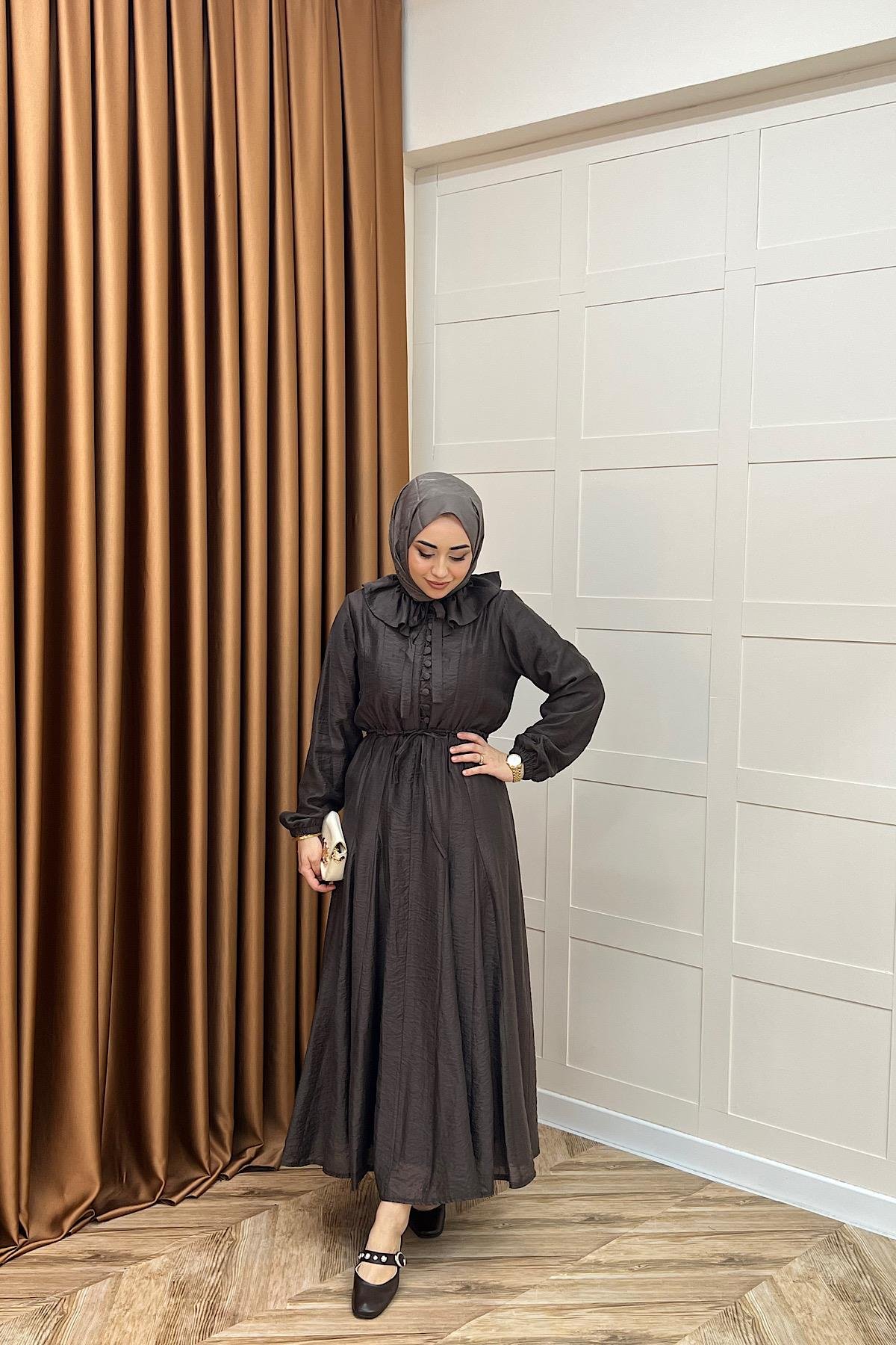 Lena Vual Elbise Kahverengi