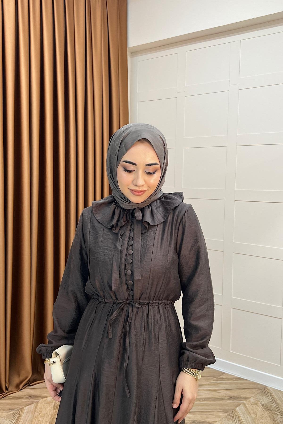 Lena Vual Elbise Kahverengi