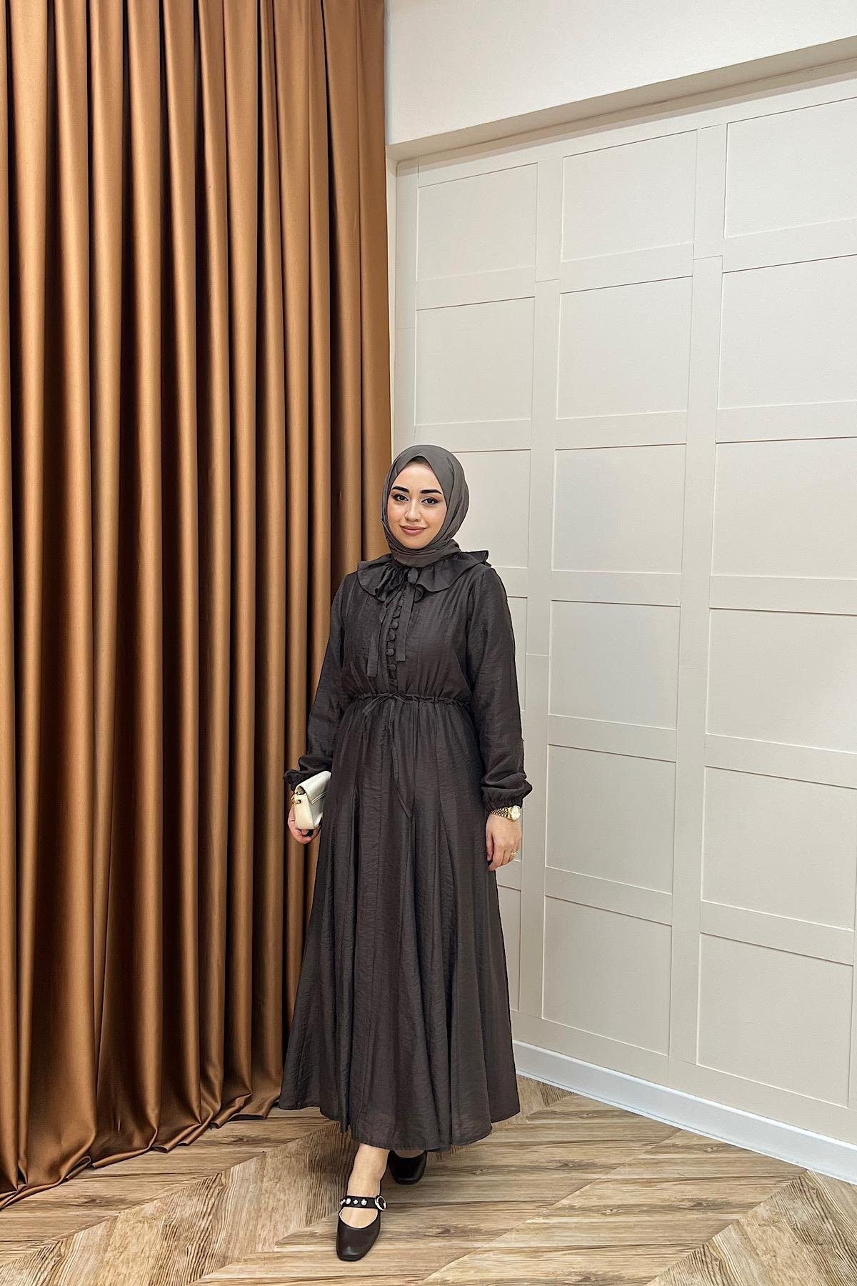 Lena Vual Elbise Kahverengi