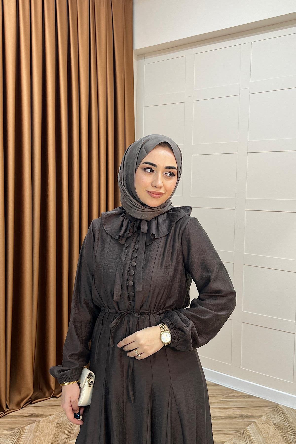 Lena Vual Elbise Kahverengi