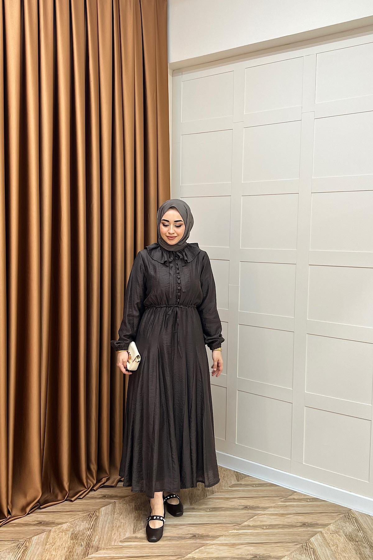 Lena Vual Elbise Kahverengi