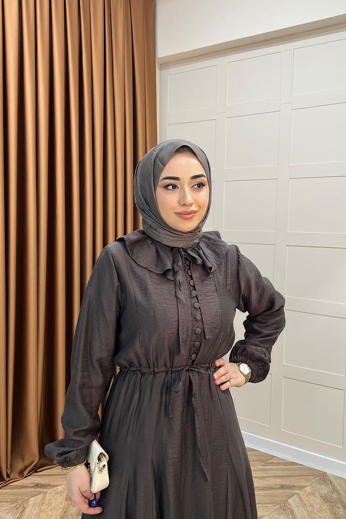 Lena Vual Elbise Kahverengi