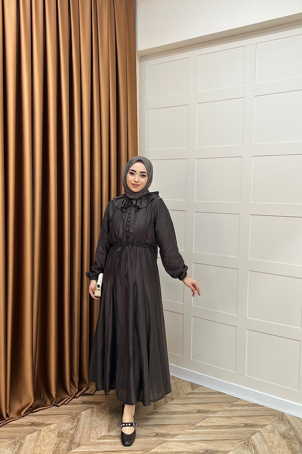 Lena Vual Elbise Kahverengi