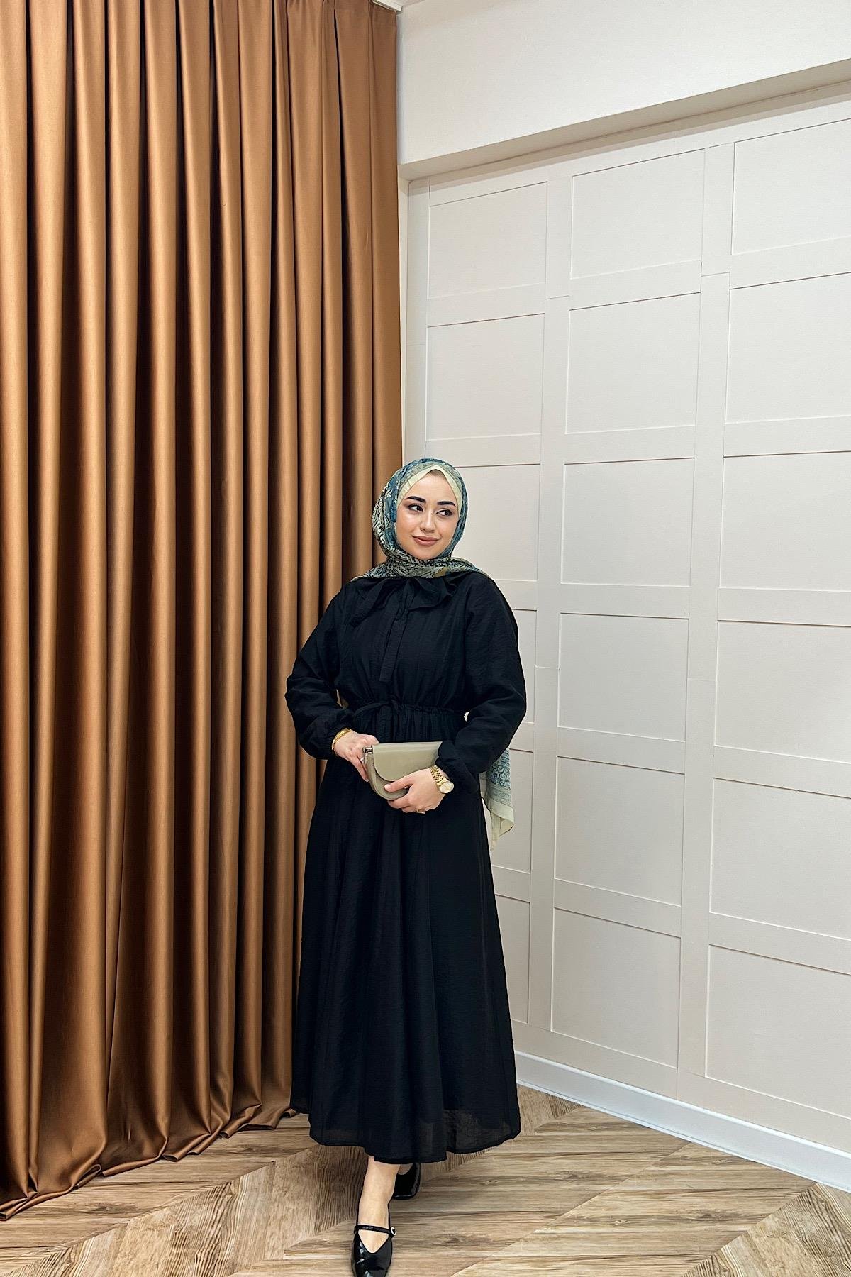 Lena Vual Elbise Siyah