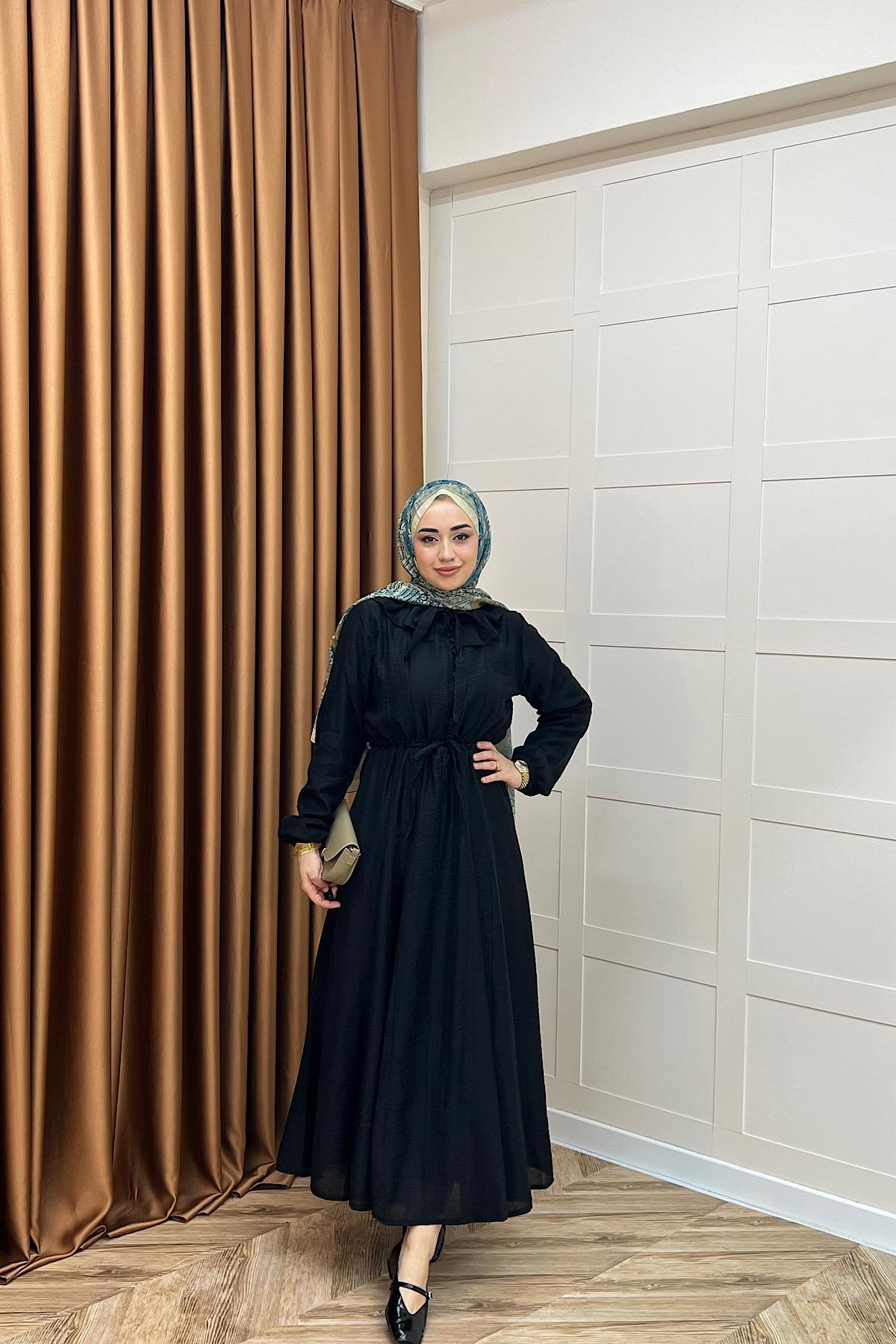 Lena Vual Elbise Siyah