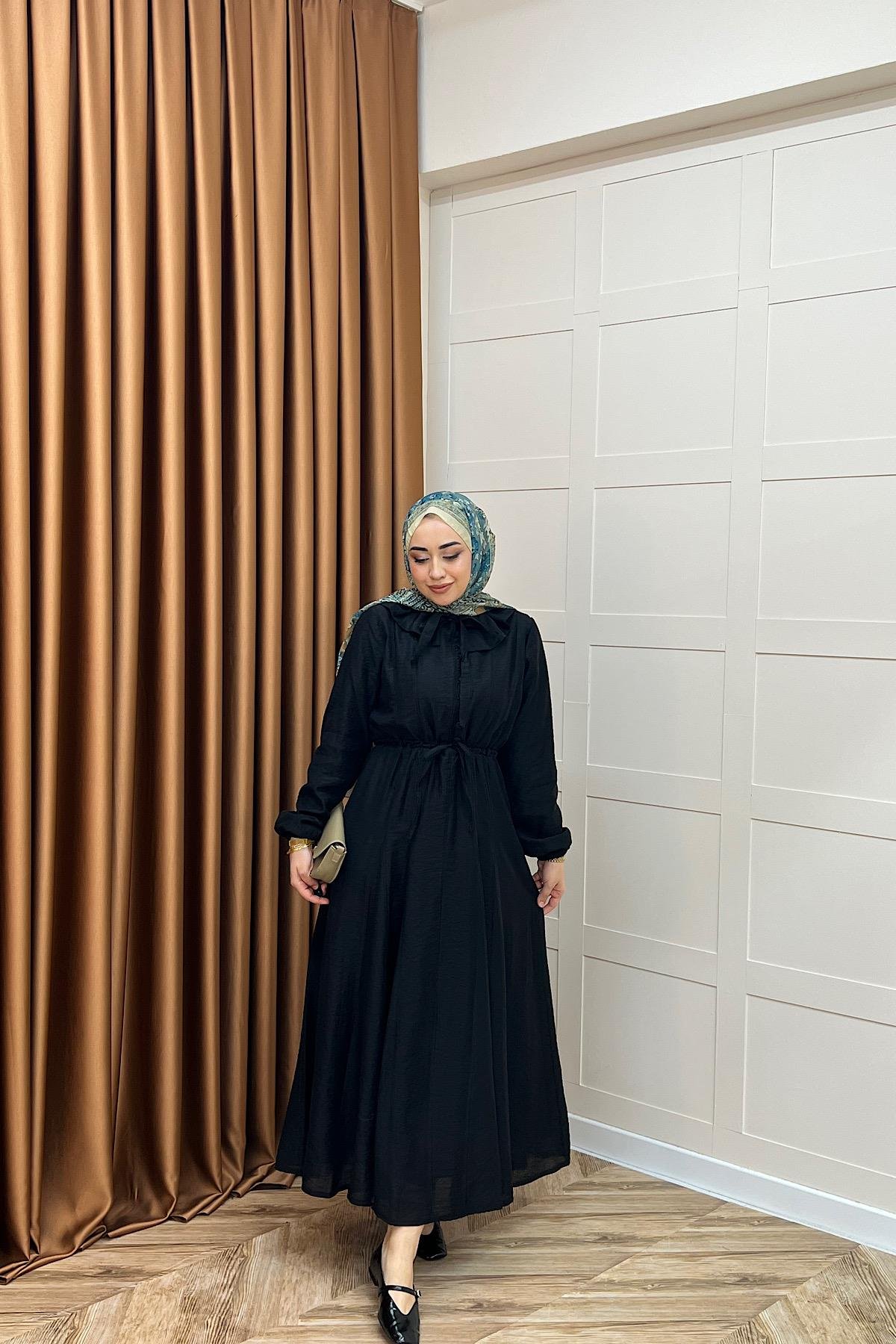 Lena Vual Elbise Siyah