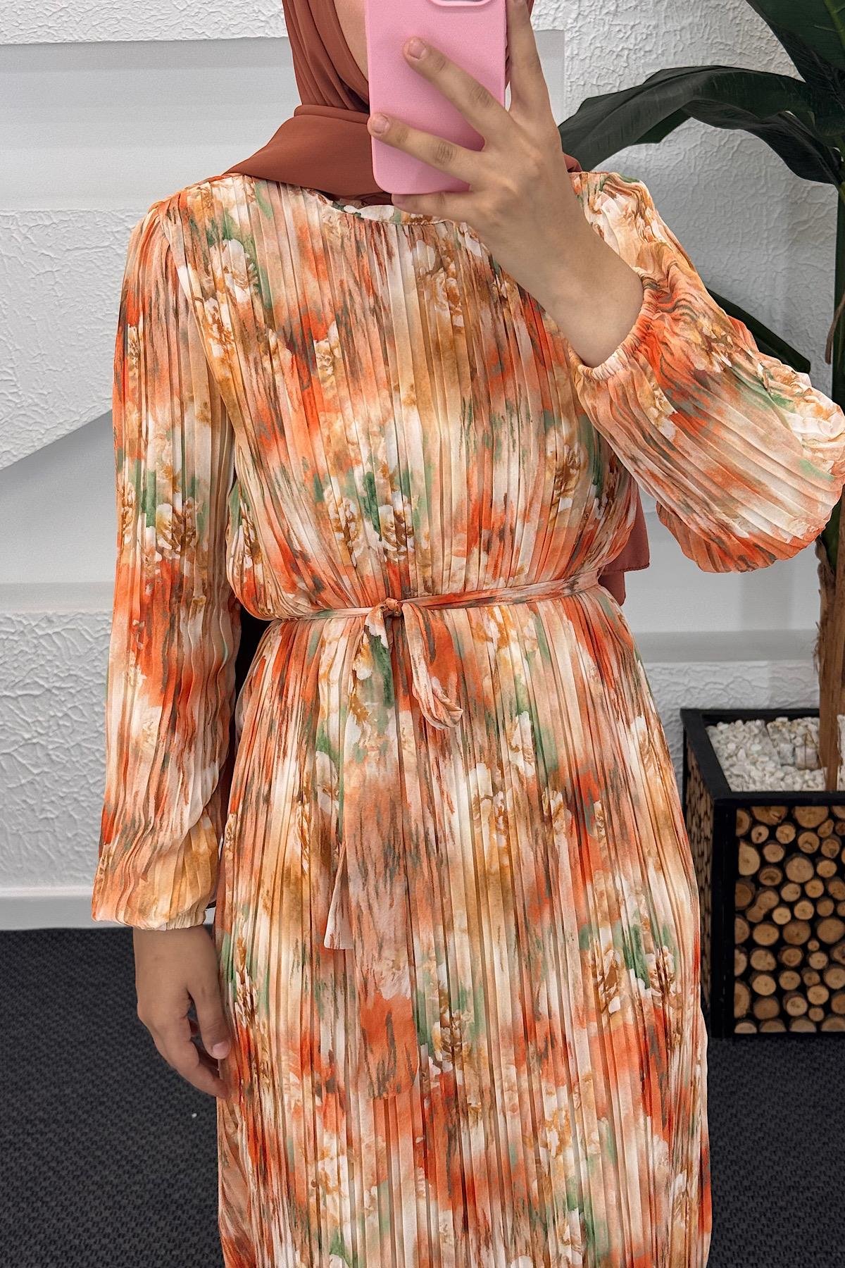 Livina Piliseli Elbise Oranj