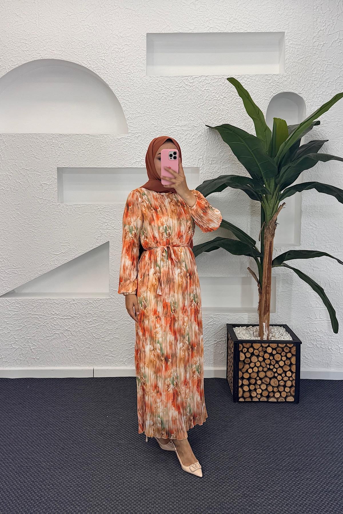 Livina Piliseli Elbise Oranj