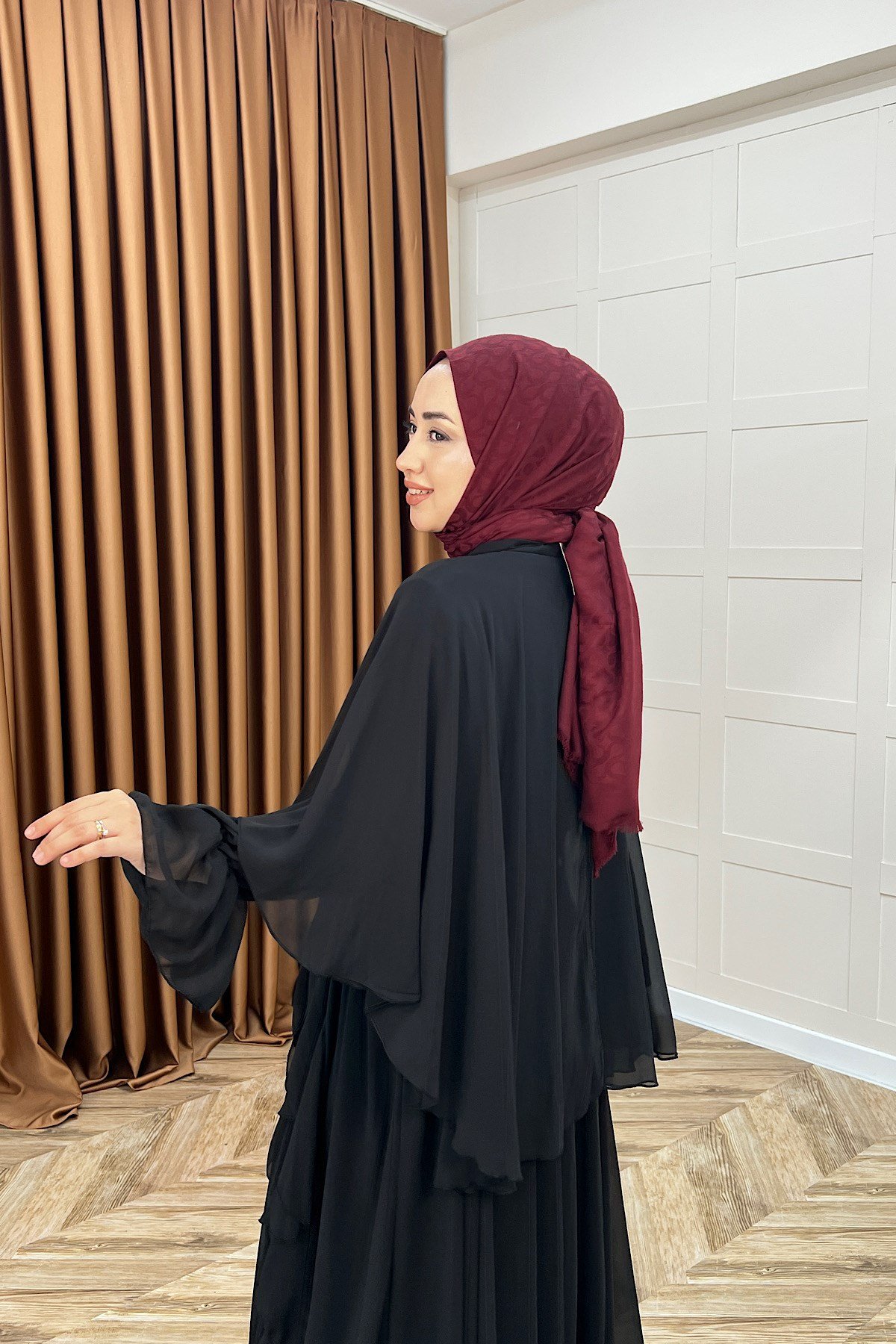 Lovely Şifon Fırfırlı Elbise Siyah