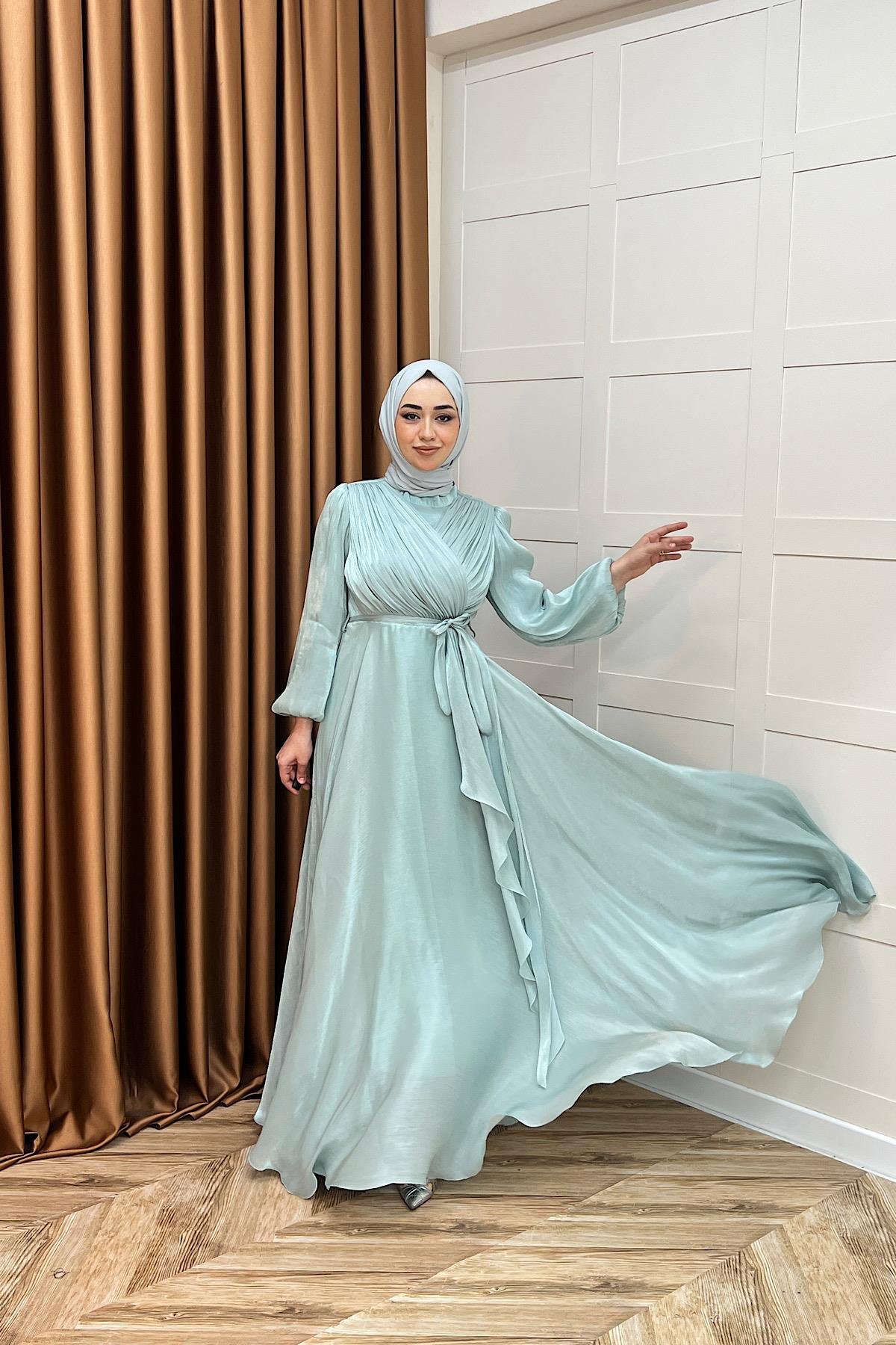 Luna Saten Abiye Mint Mavisi
