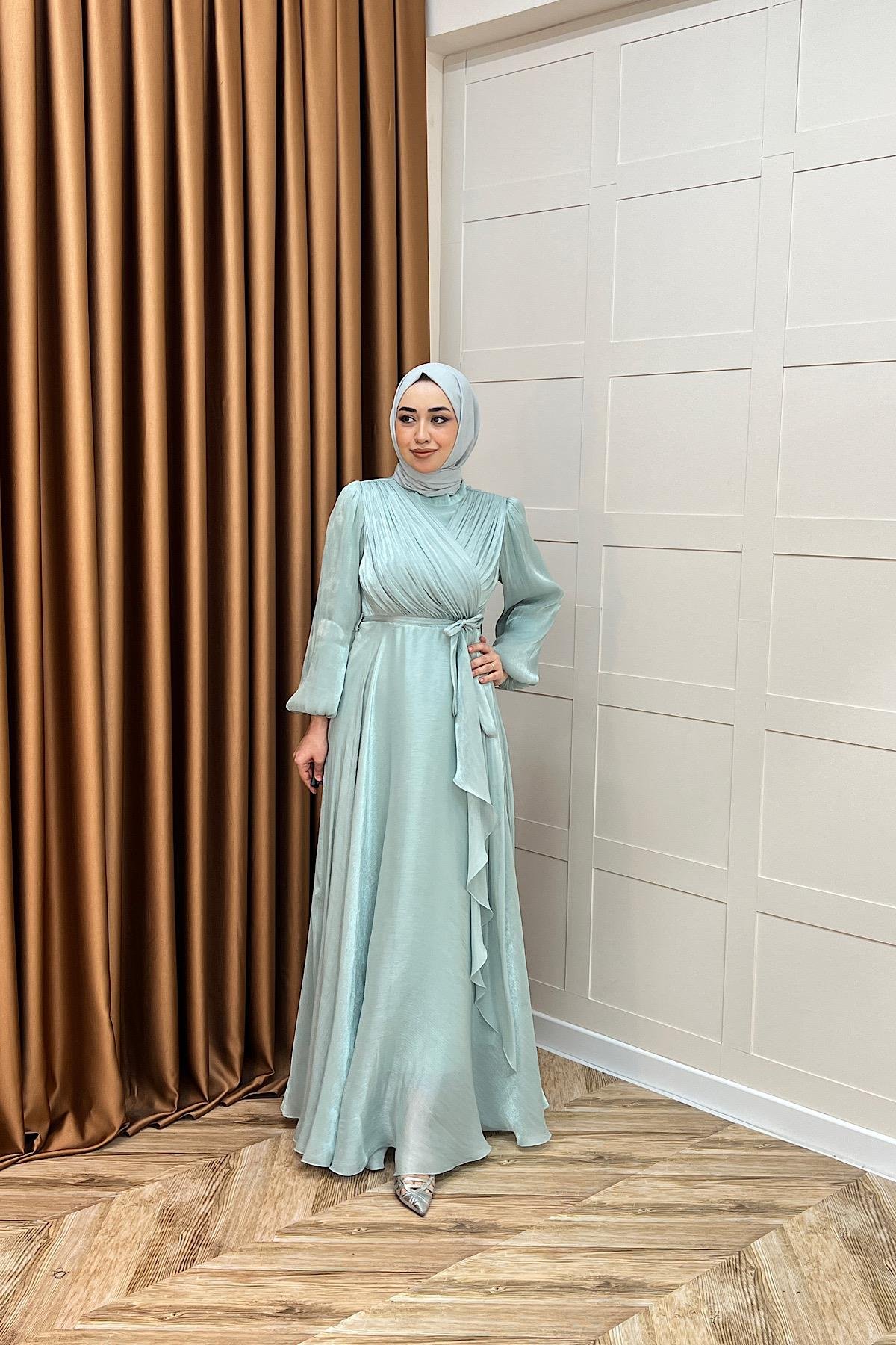 Luna Saten Abiye Mint Mavisi