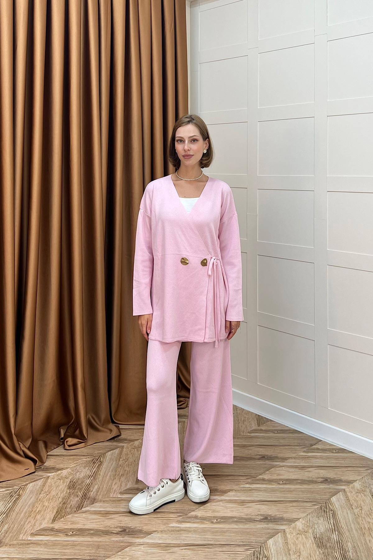 Lyon Merserize Triko Takım Pembe