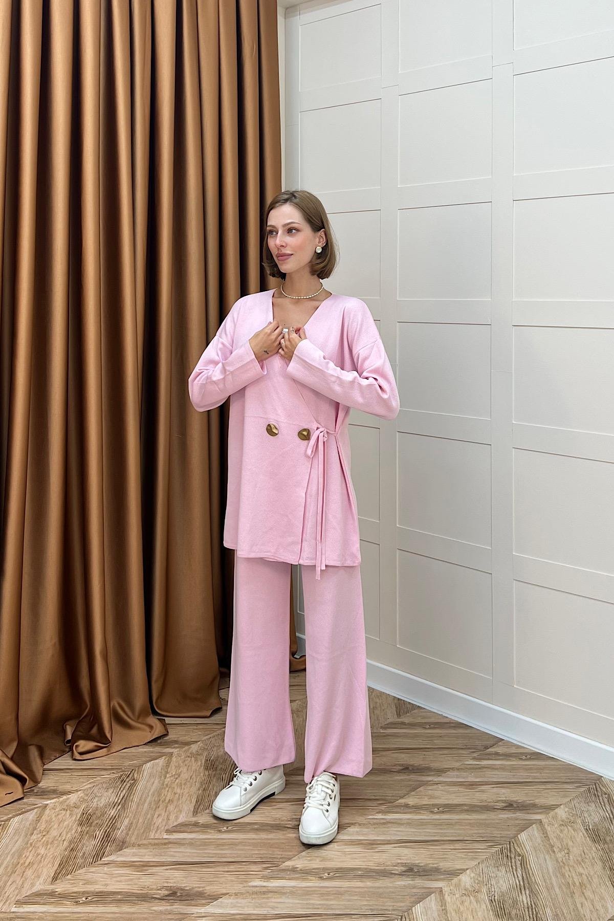 Lyon Merserize Triko Takım Pembe