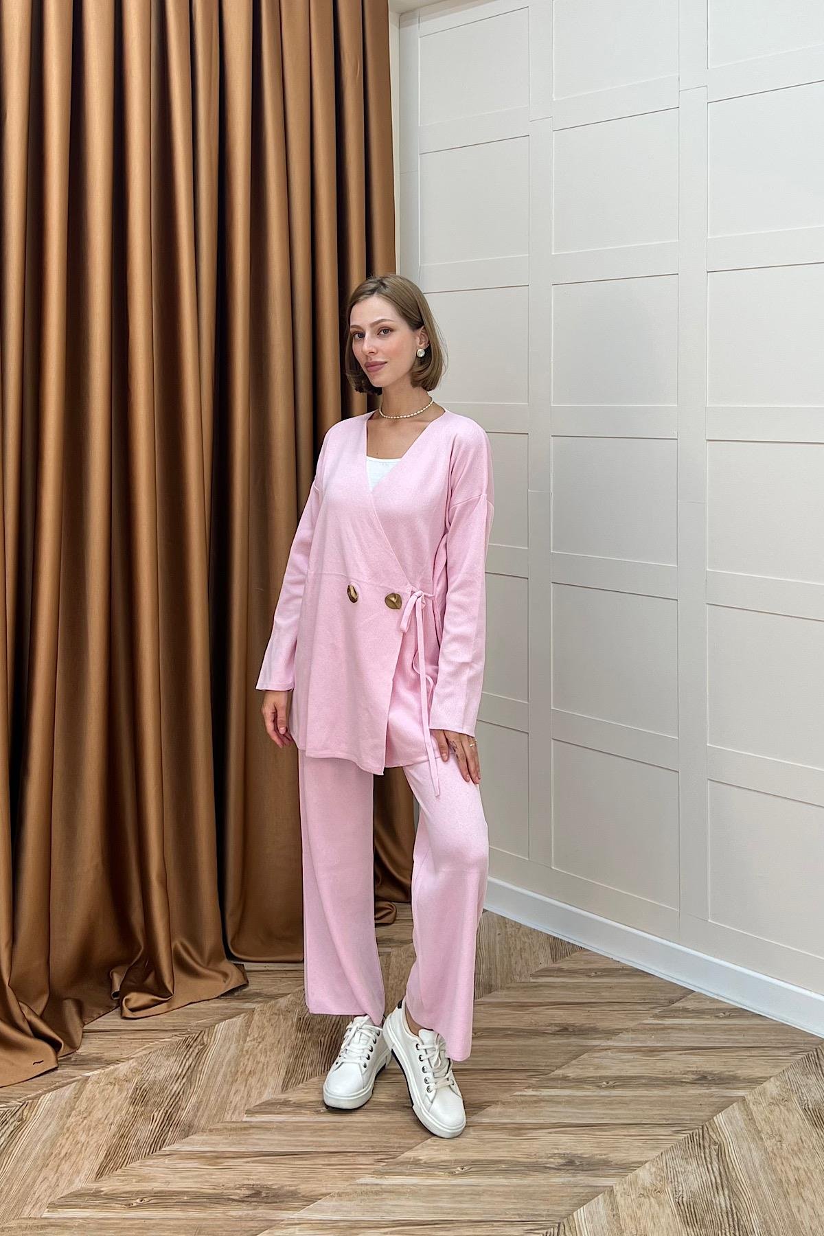 Lyon Merserize Triko Takım Pembe