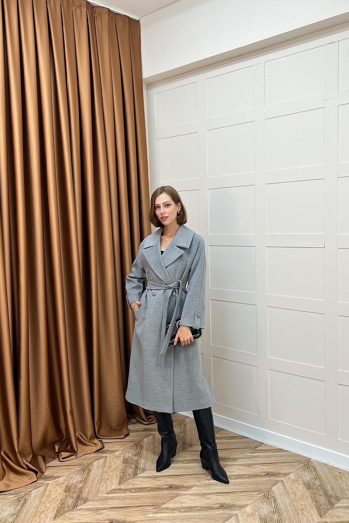 Martina Yırtmaçlı Kaban Gri