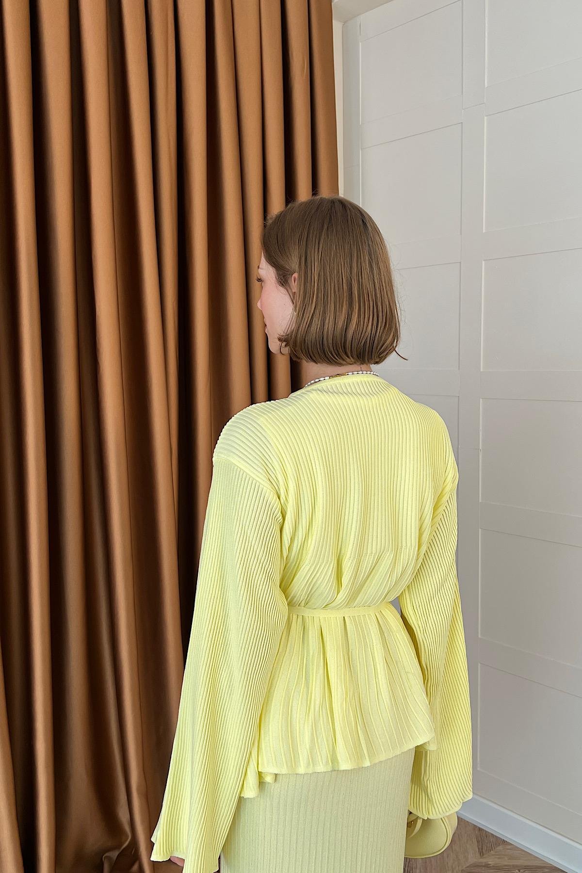 Medusa Jileli Triko Elbise Sarı