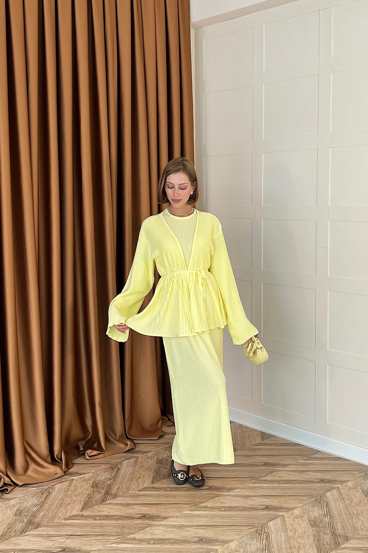 Medusa Jileli Triko Elbise Sarı