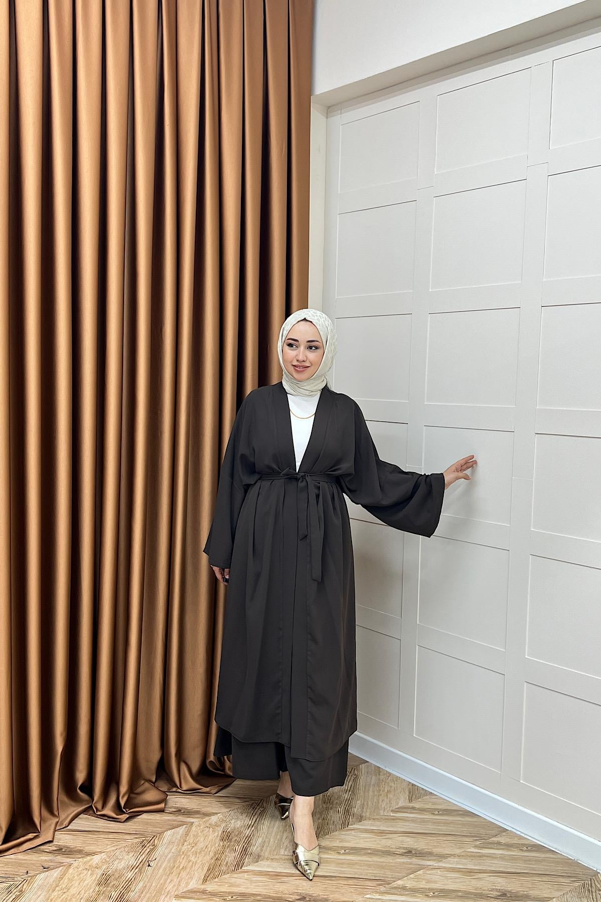 Mina İkili Kimono Takım Kahverengi