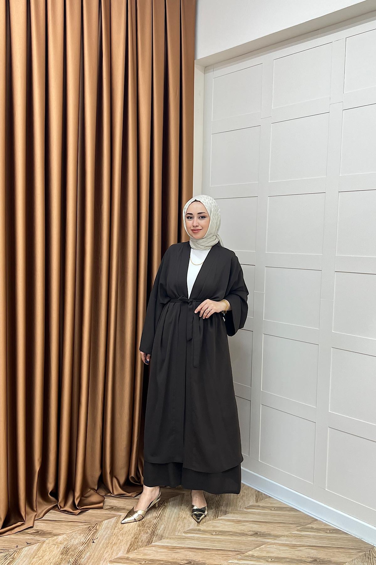 Mina İkili Kimono Takım Kahverengi
