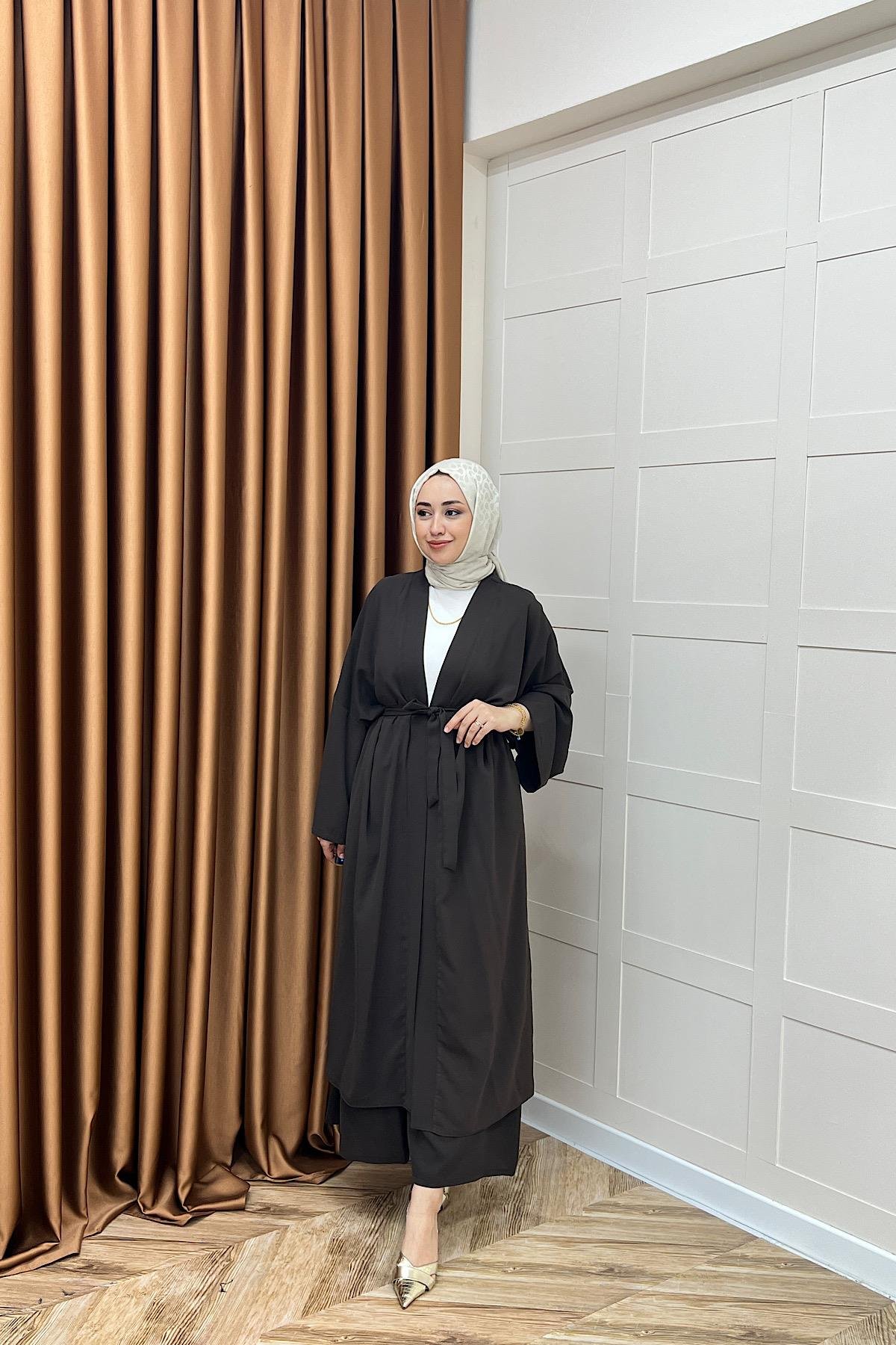 Mina İkili Kimono Takım Kahverengi