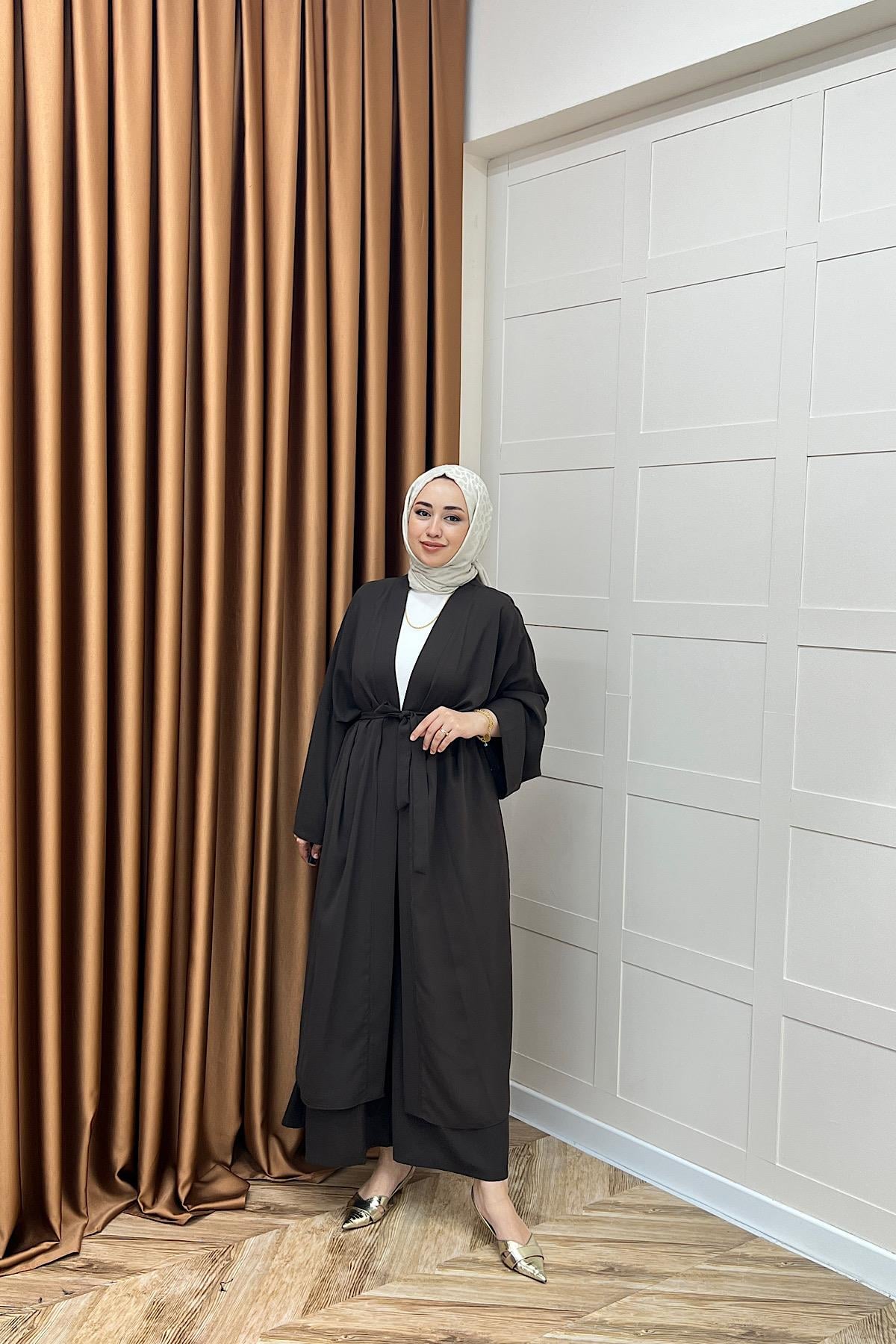 Mina İkili Kimono Takım Kahverengi