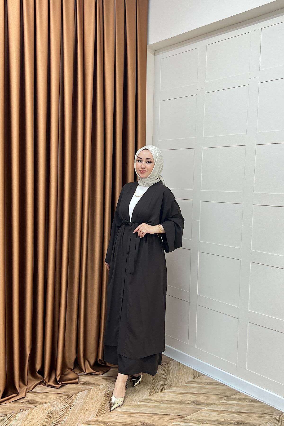Mina İkili Kimono Takım Kahverengi