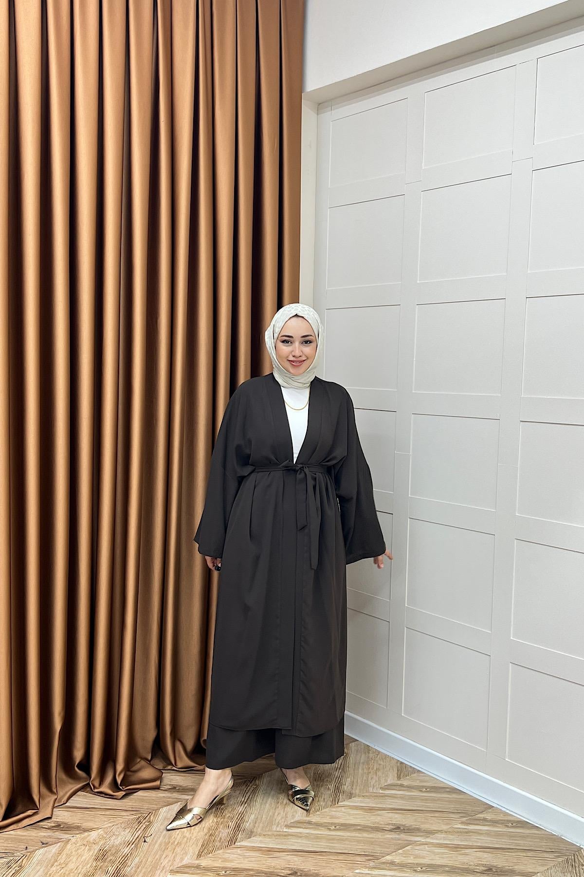 Mina İkili Kimono Takım Kahverengi