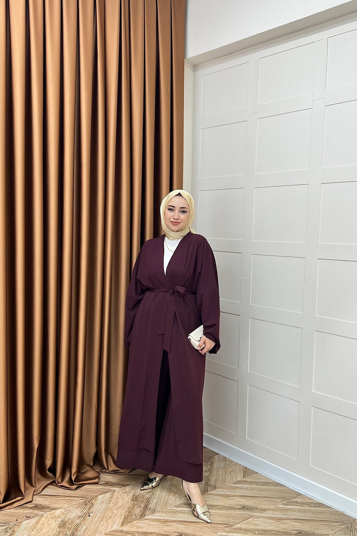 Mina İkili Kimono Takım Mürdüm