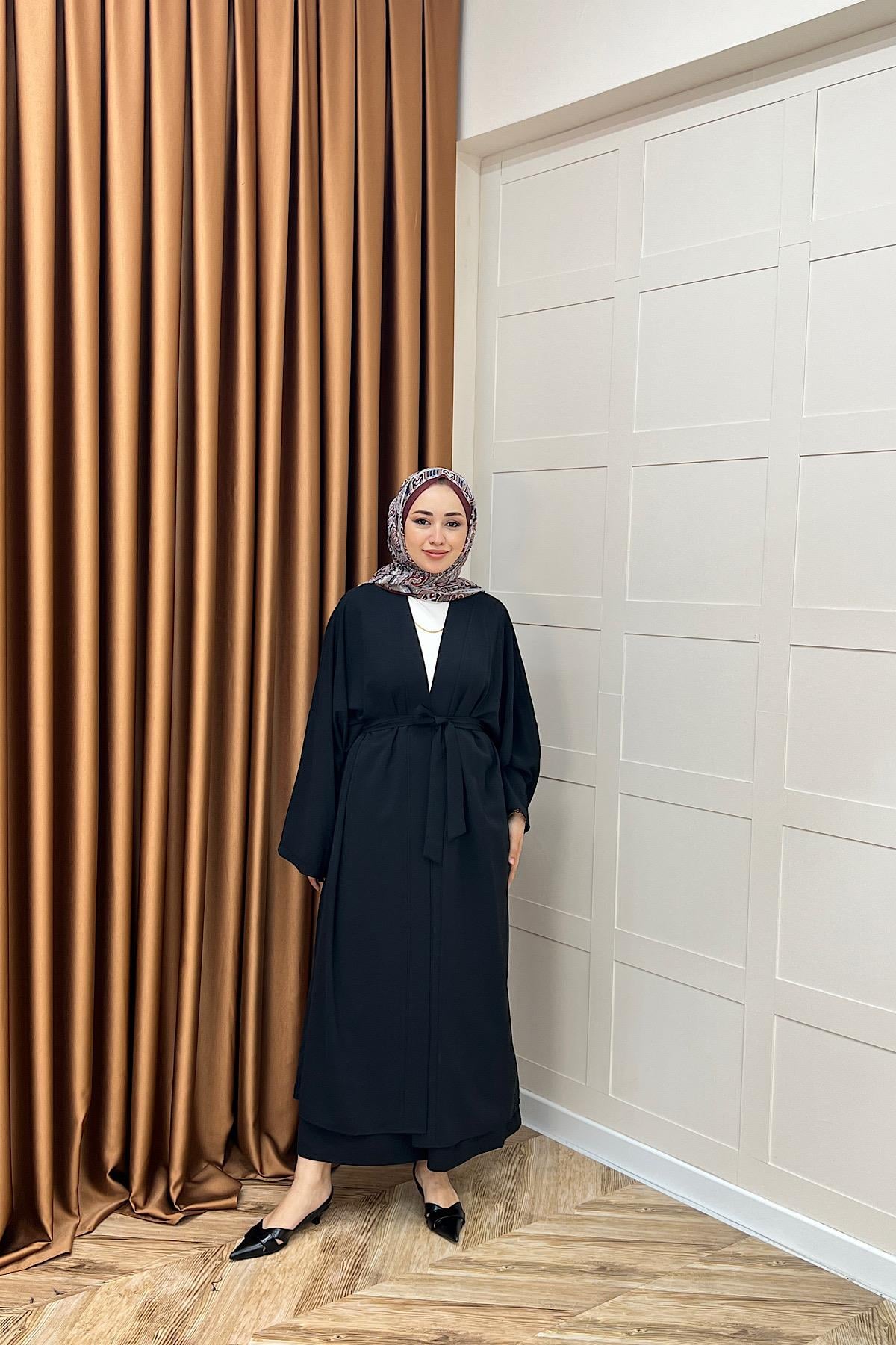 Mina İkili Kimono Takım Siyah