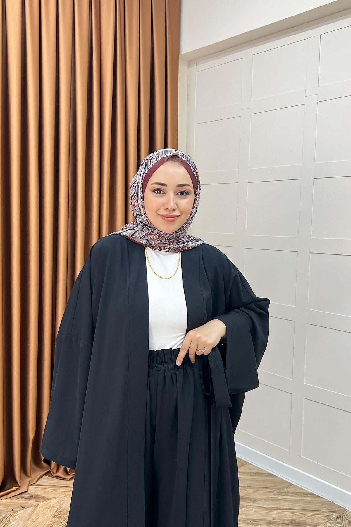 Mina İkili Kimono Takım Siyah