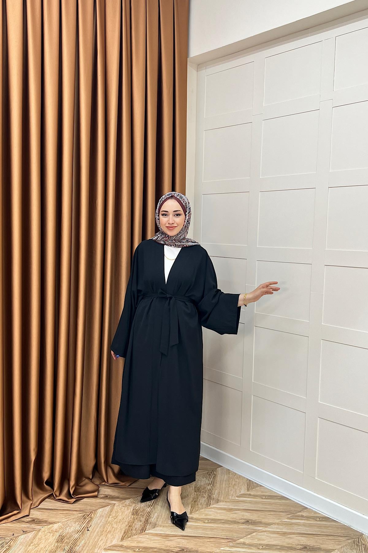 Mina İkili Kimono Takım Siyah