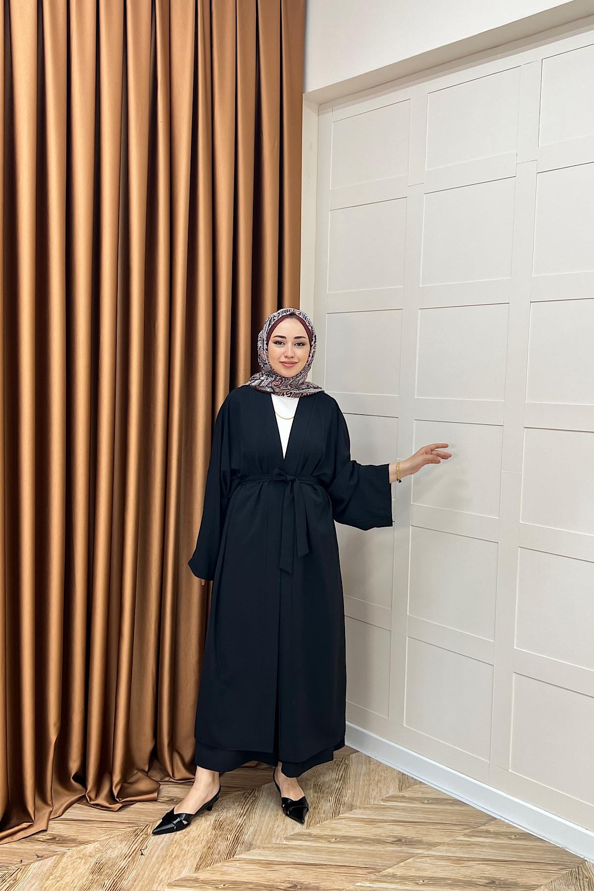 Mina İkili Kimono Takım Siyah